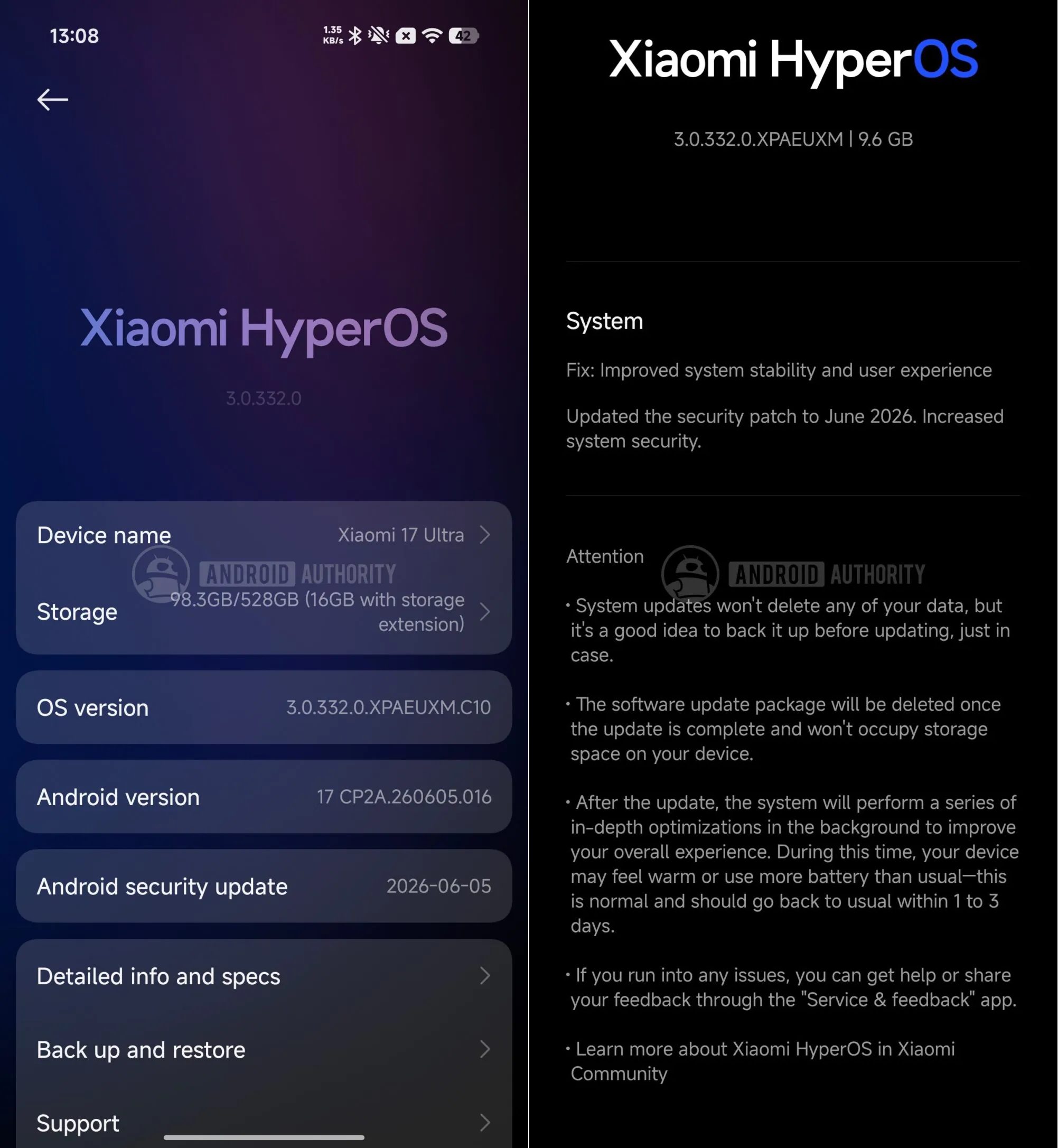 Xiaomi 17 Ultra Android 17 update