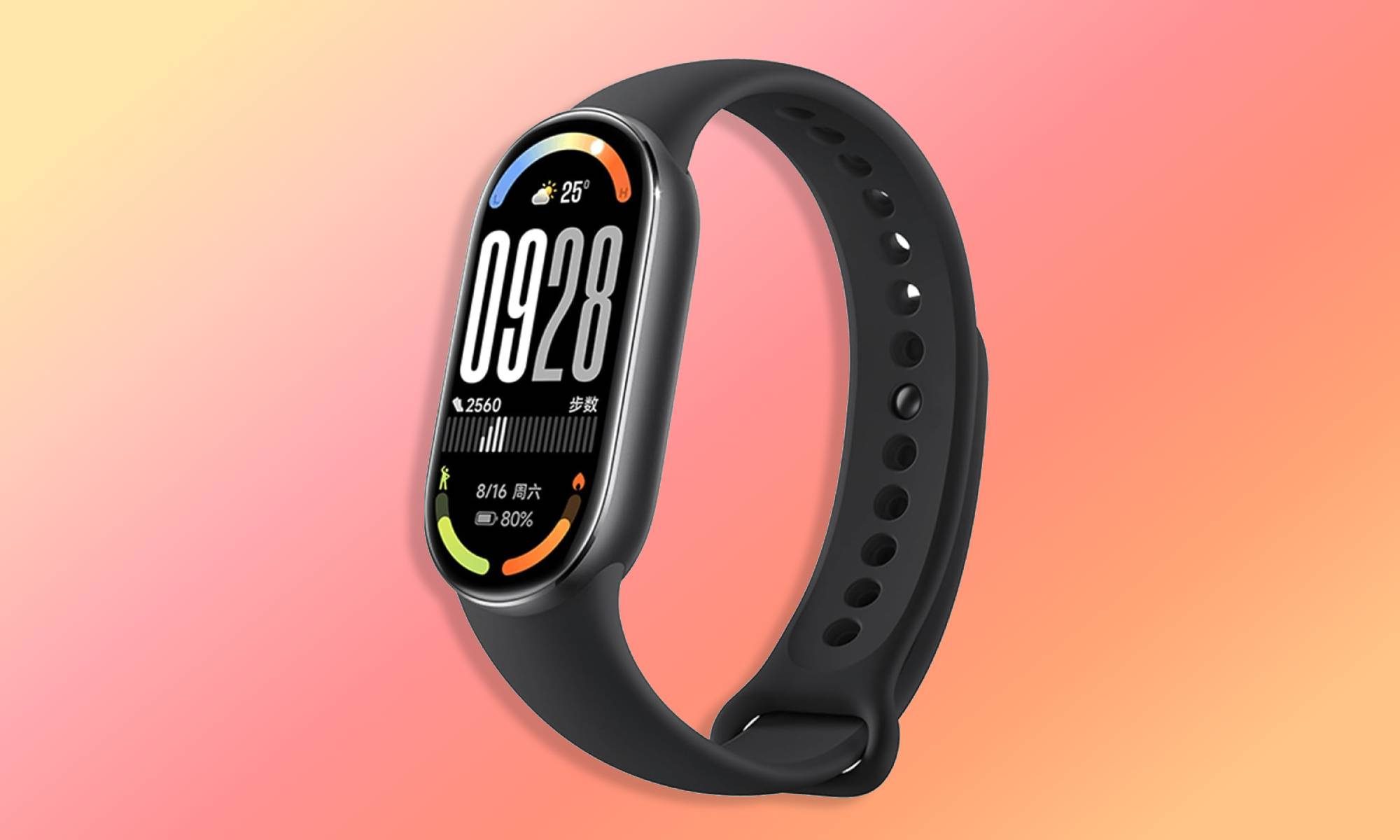Xiaomi Smart Band 10 on gradient background