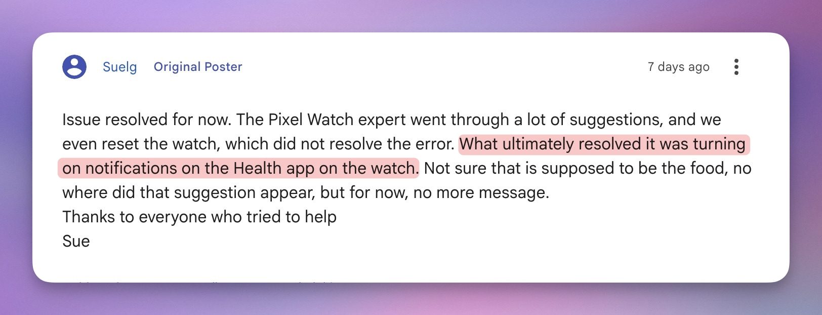 pixel watch error solution