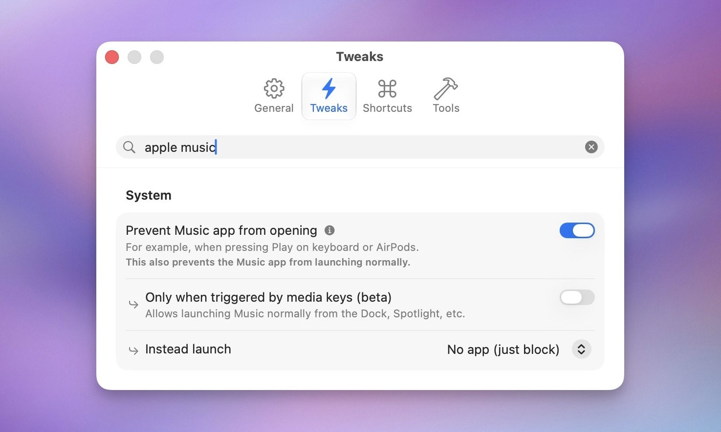 prevent apple music from opening