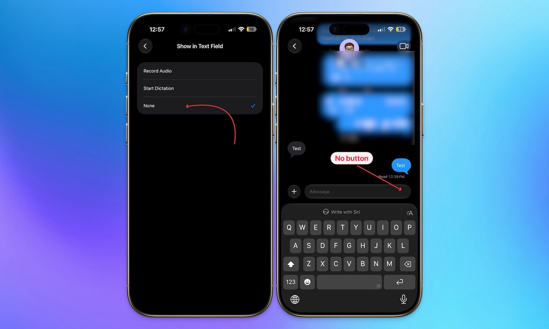 removing recording button from messages