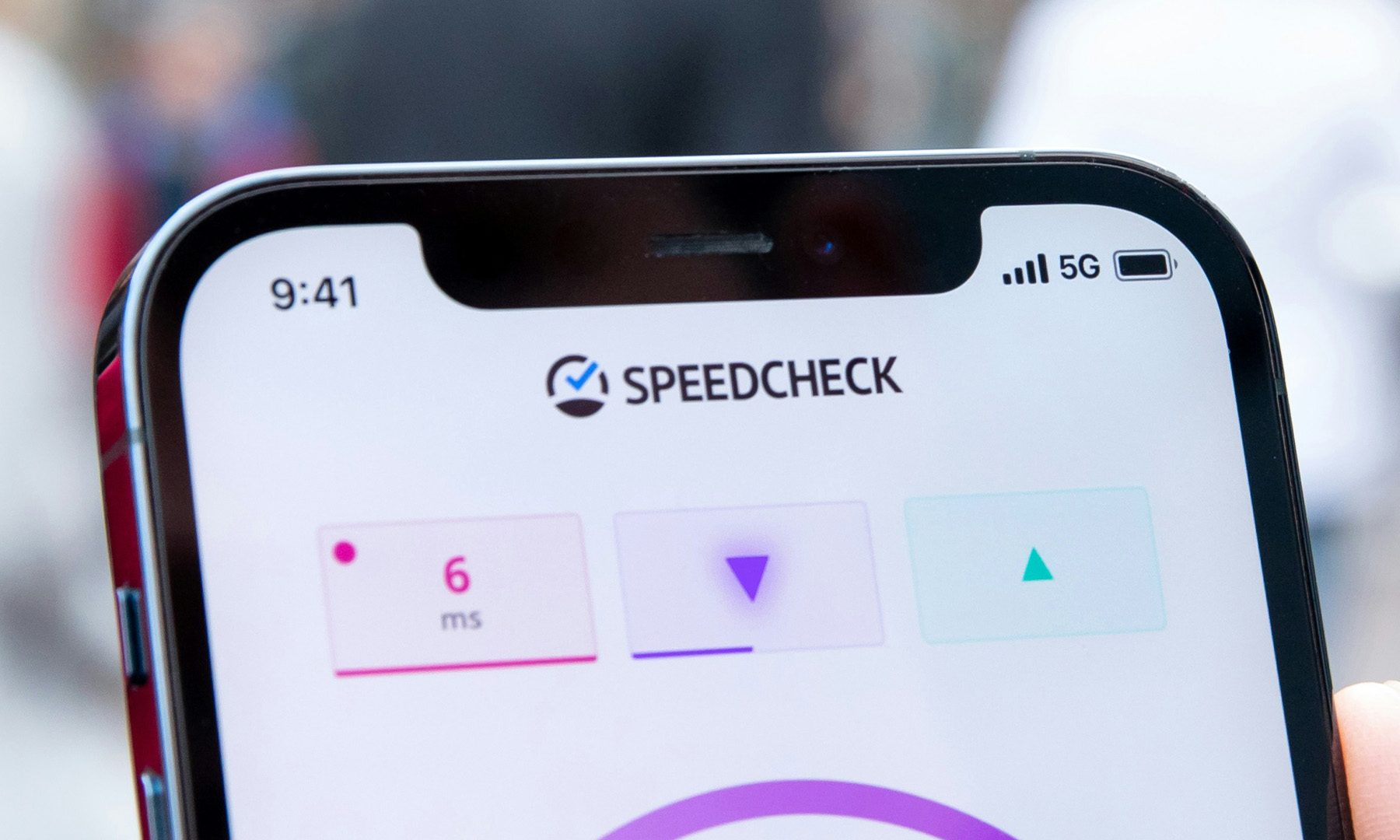 5G Speedcheck on an iPhone speedtest mobile data