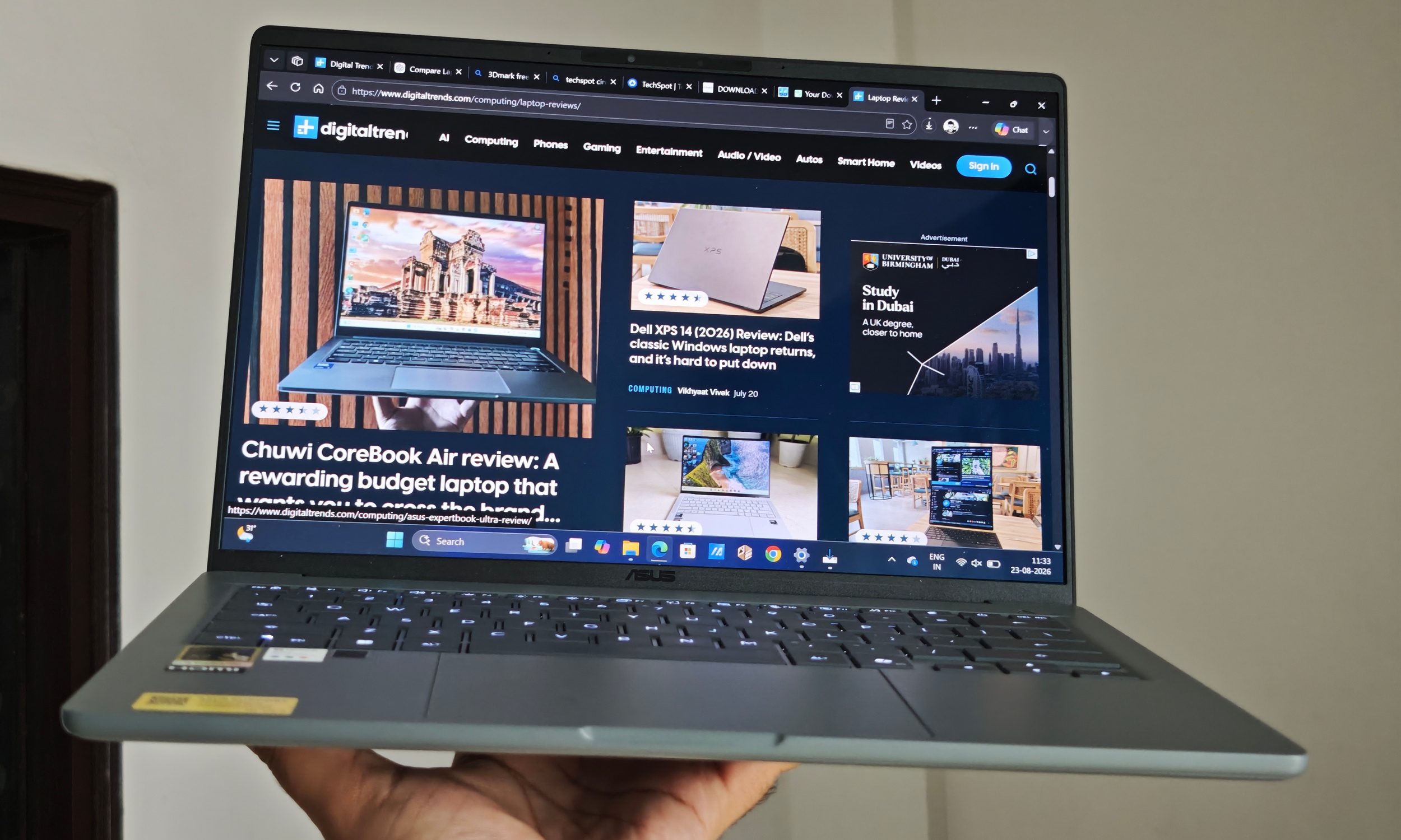 ASUS Zenbook A14 Review Being Held Up in One Hand