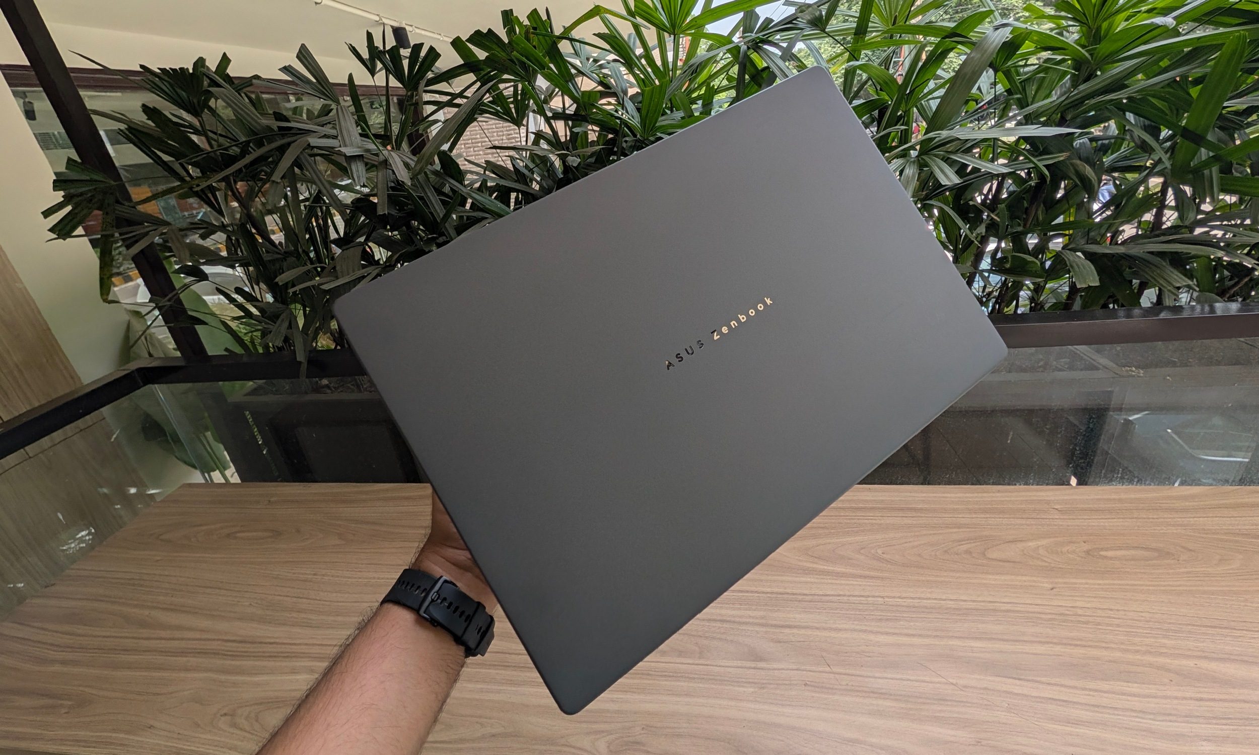 ASUS Zenbook A14 Review Held outdoors