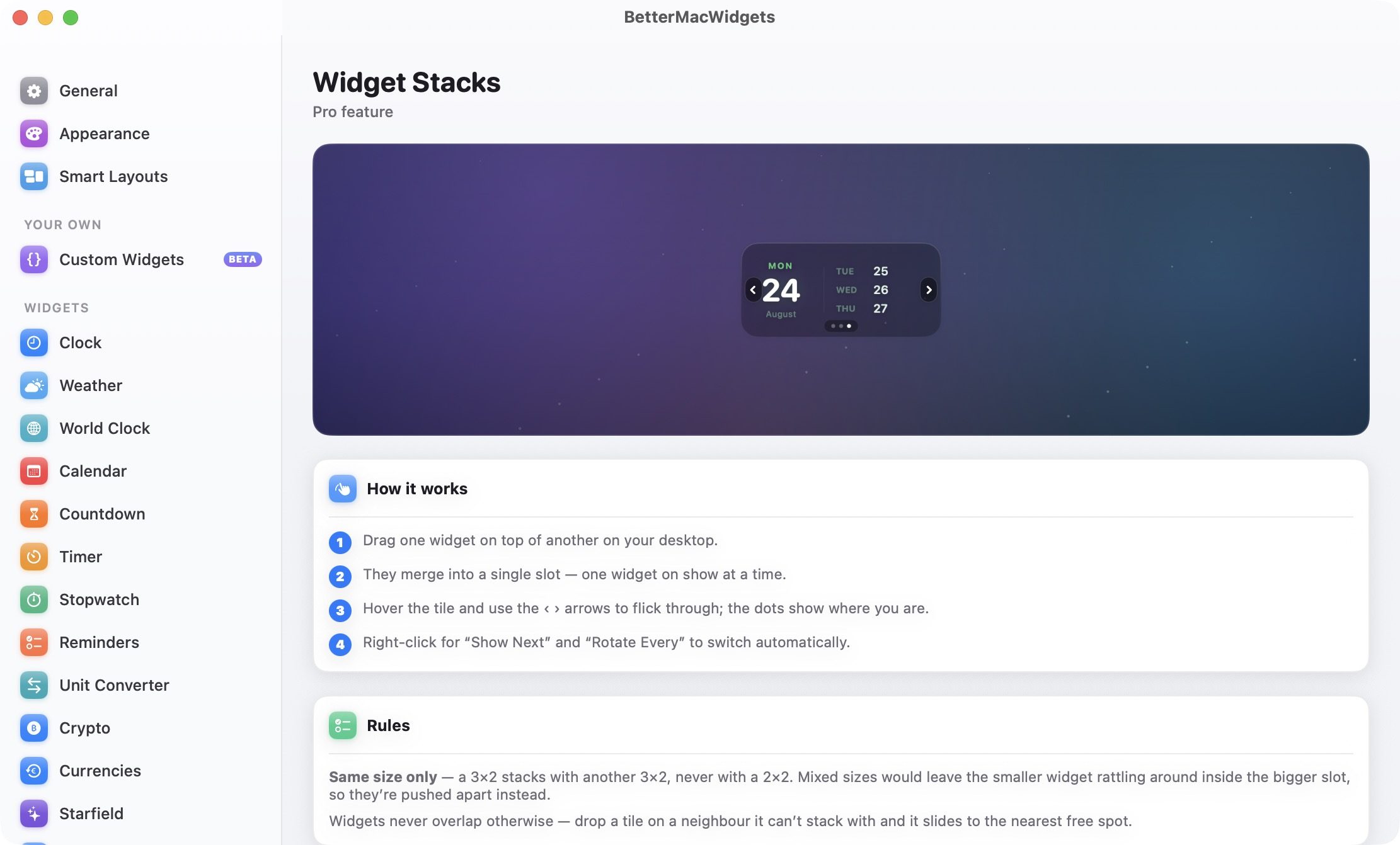 BetterMacWidgets stack widget