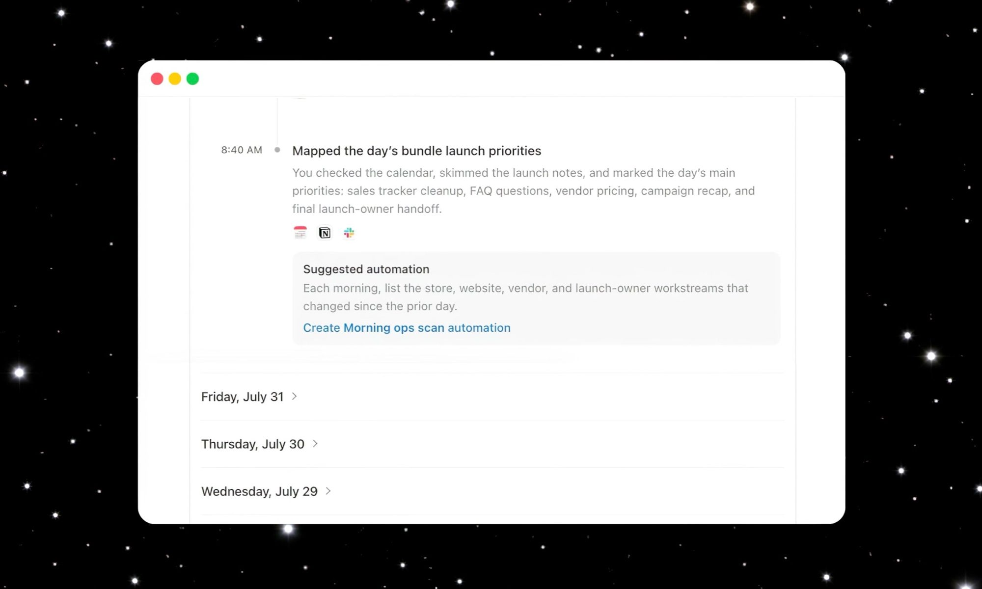 ChatGPT Computer History Feature in action