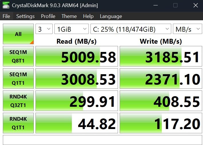 ASUS Zenbook A14 SSD CrystalDiskMark