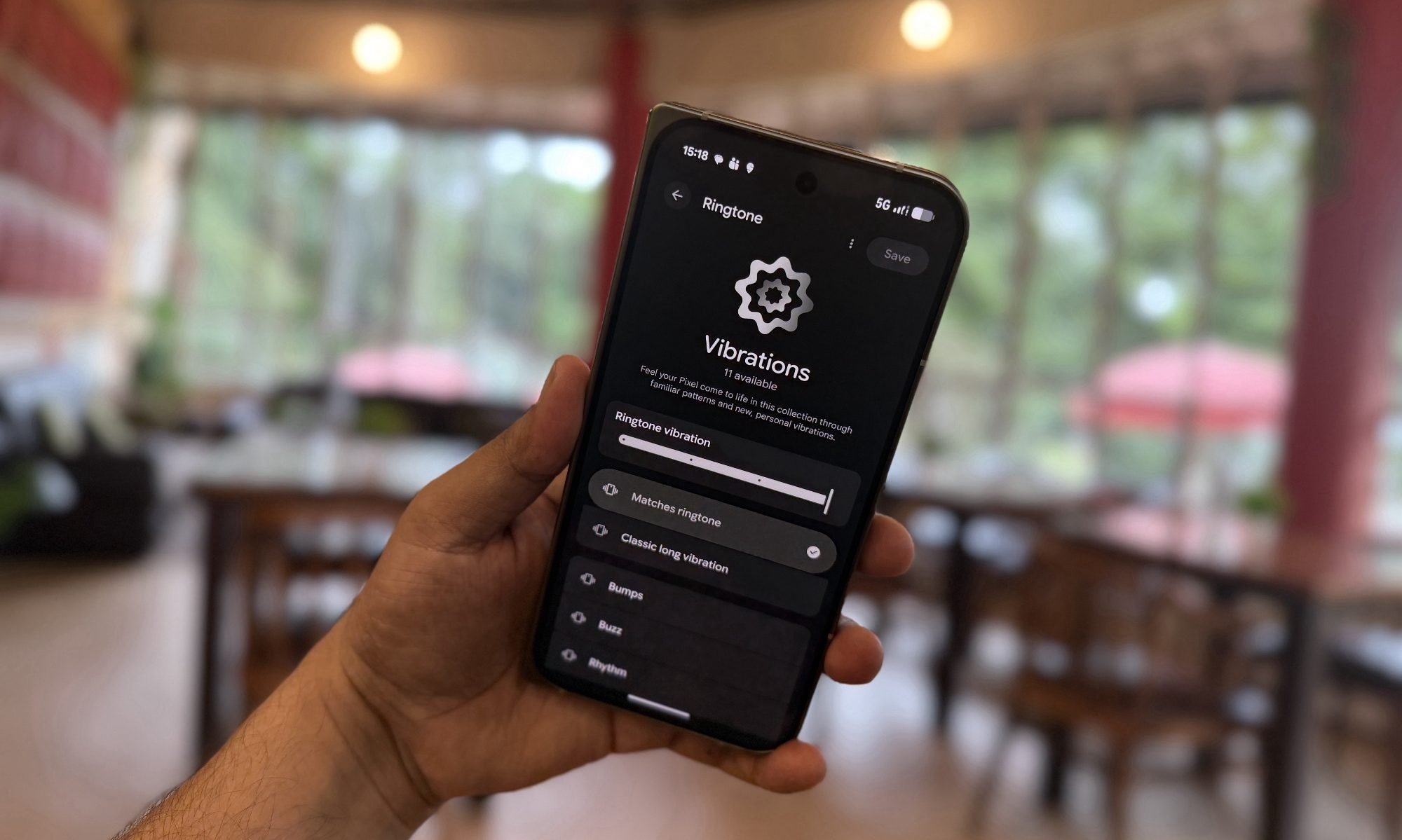 Google Pixel Fold vibrations page