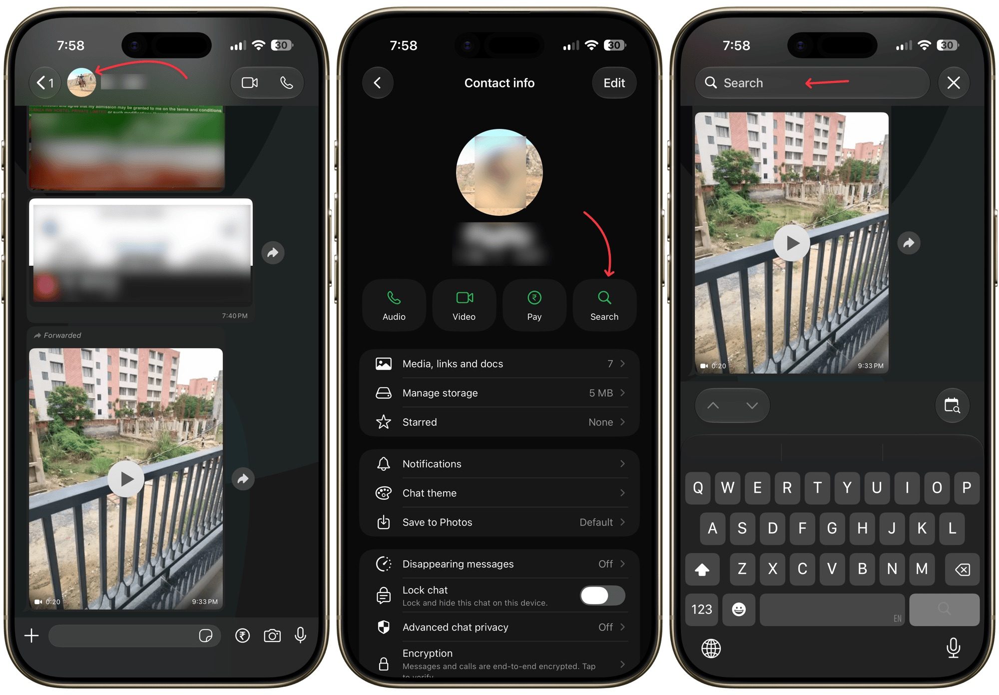 How search inside WhatsApp works