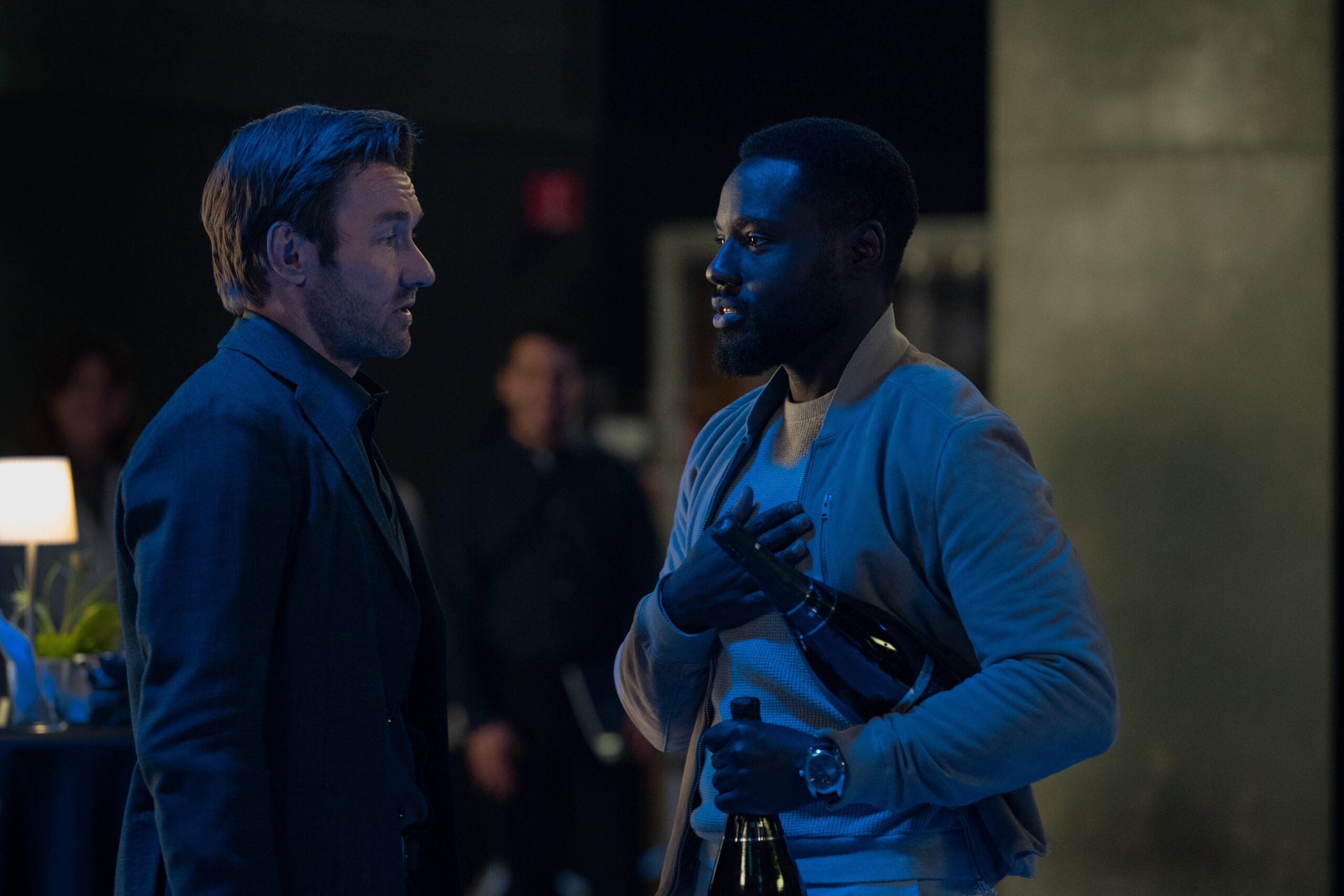 Joel Edgerton and Dayo Okeniyi in Dark Matter, premiering August 28, 2026 on Apple TV.