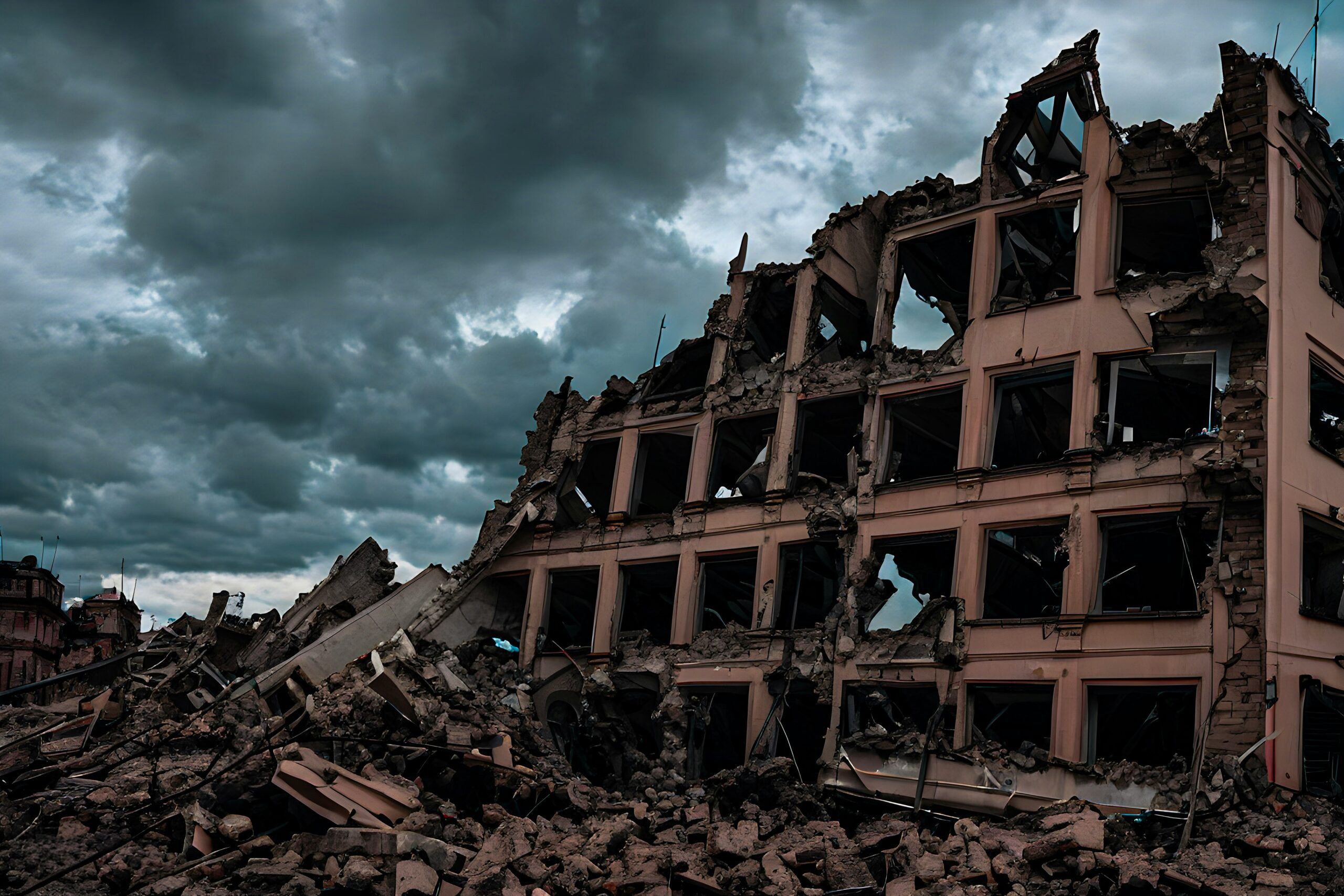 Collapsed building in Kyiv, Ukraine