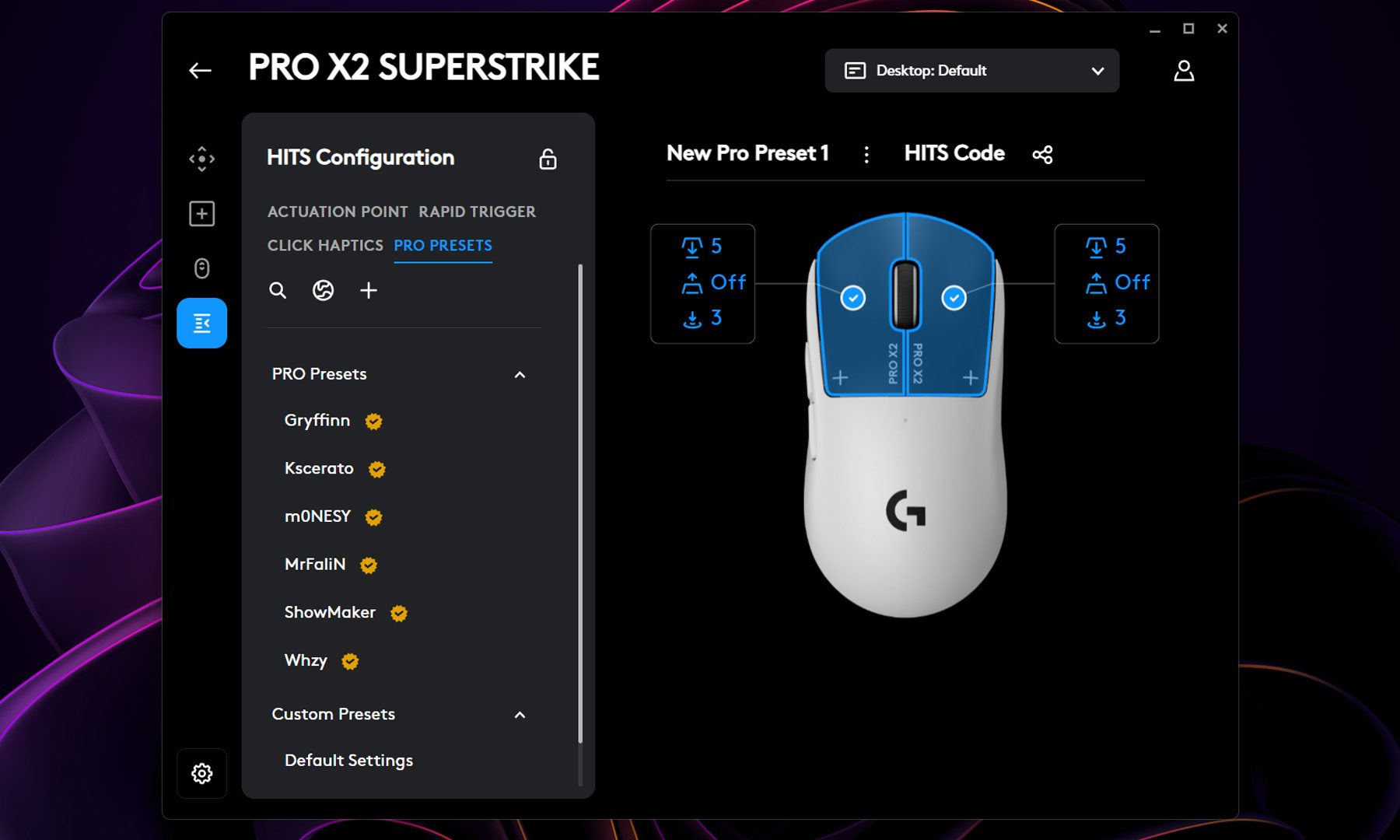 Logitech PRO X2 SUPERSTRIKE HITS Presets