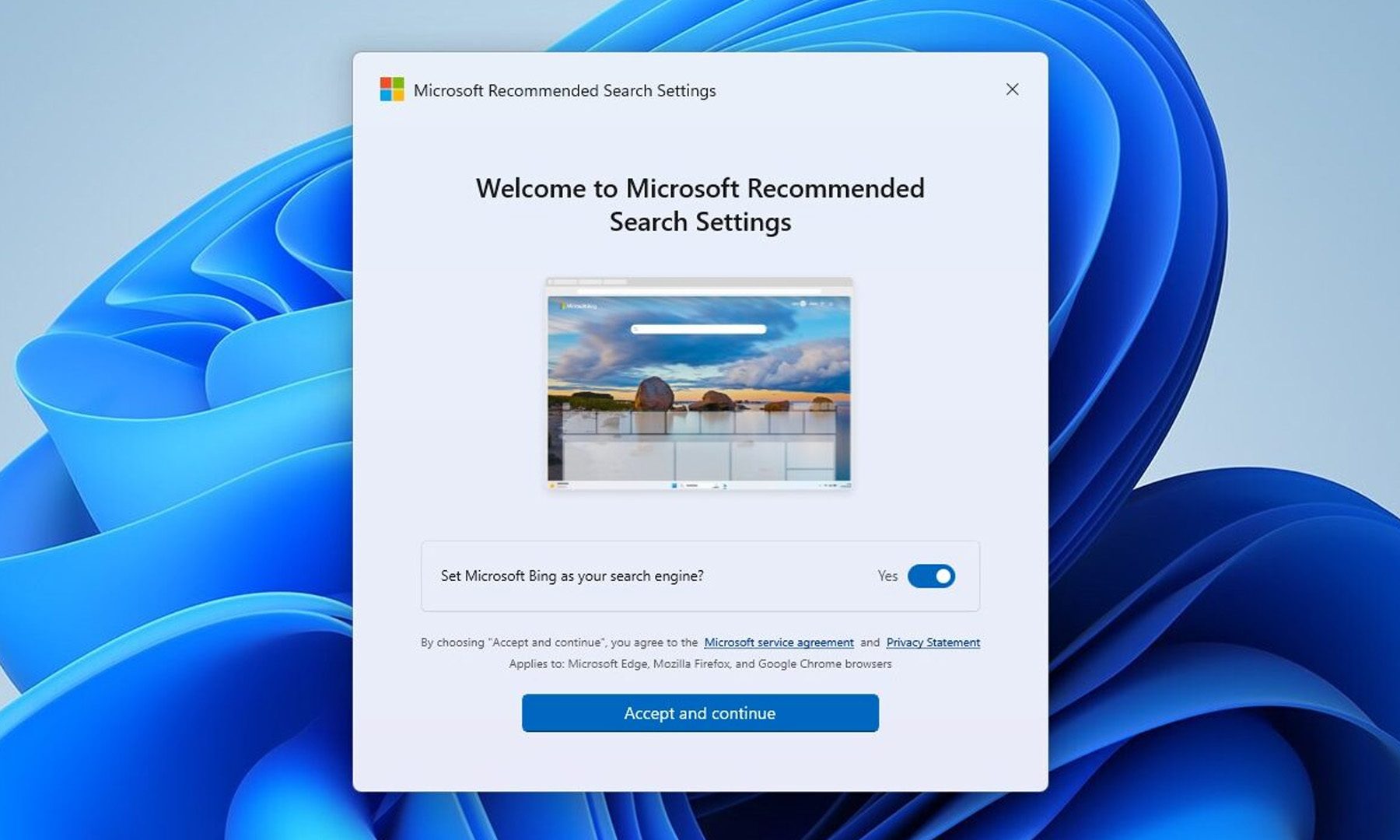 Microsoft Recommended Search Settings Default Setup
