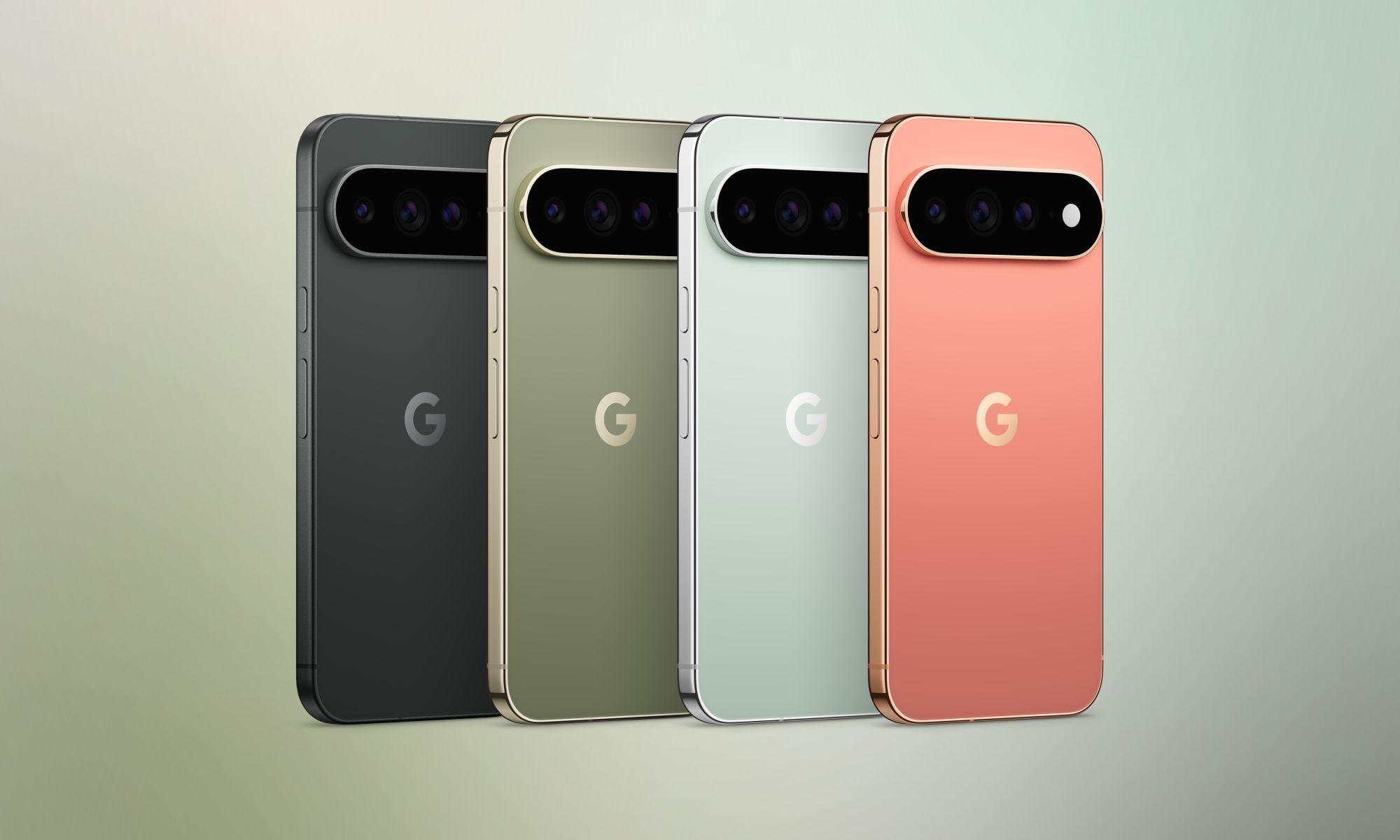 Pixel 11 Pro XL in all colors on gradient background