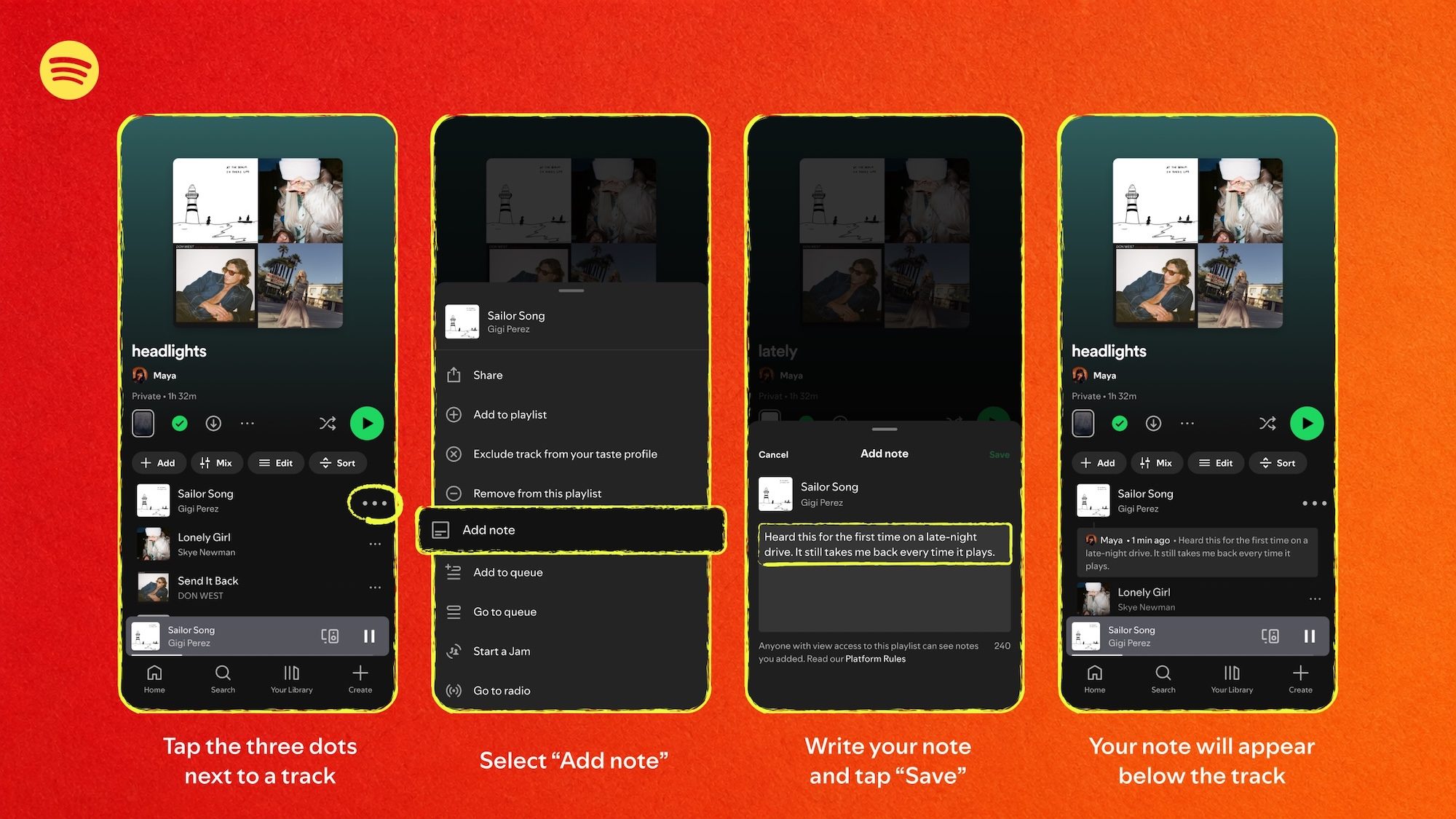 Playlist Notes Infographic for song