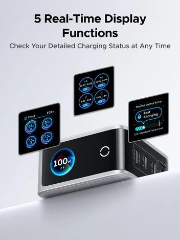 UGREEN Nexode Pro 100W 4-Port GaN Charger with Smart Display