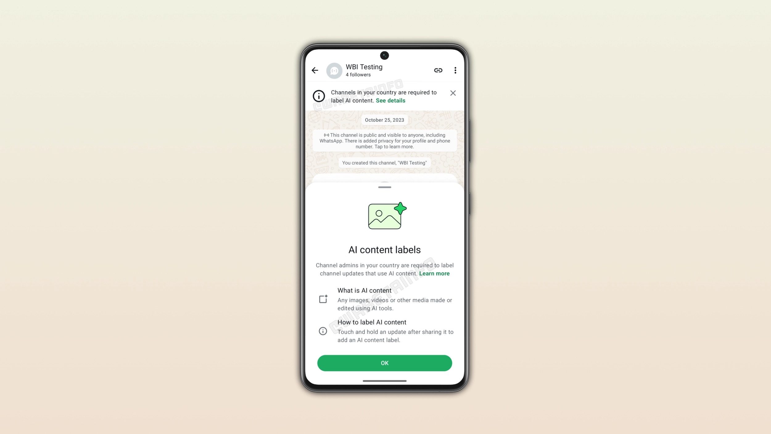 WhatsApp testing AI label feature