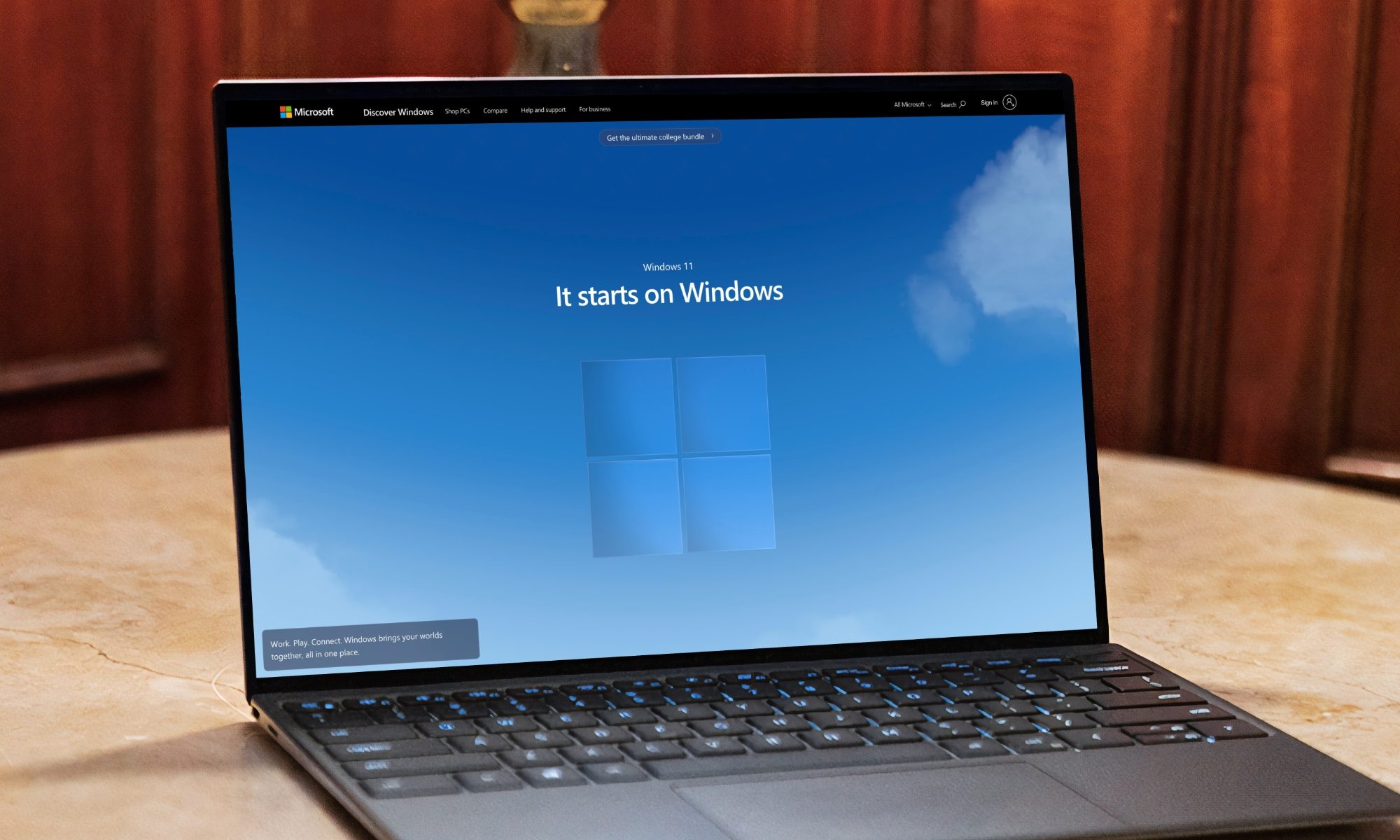 Windows 11 page open on Dell laptop