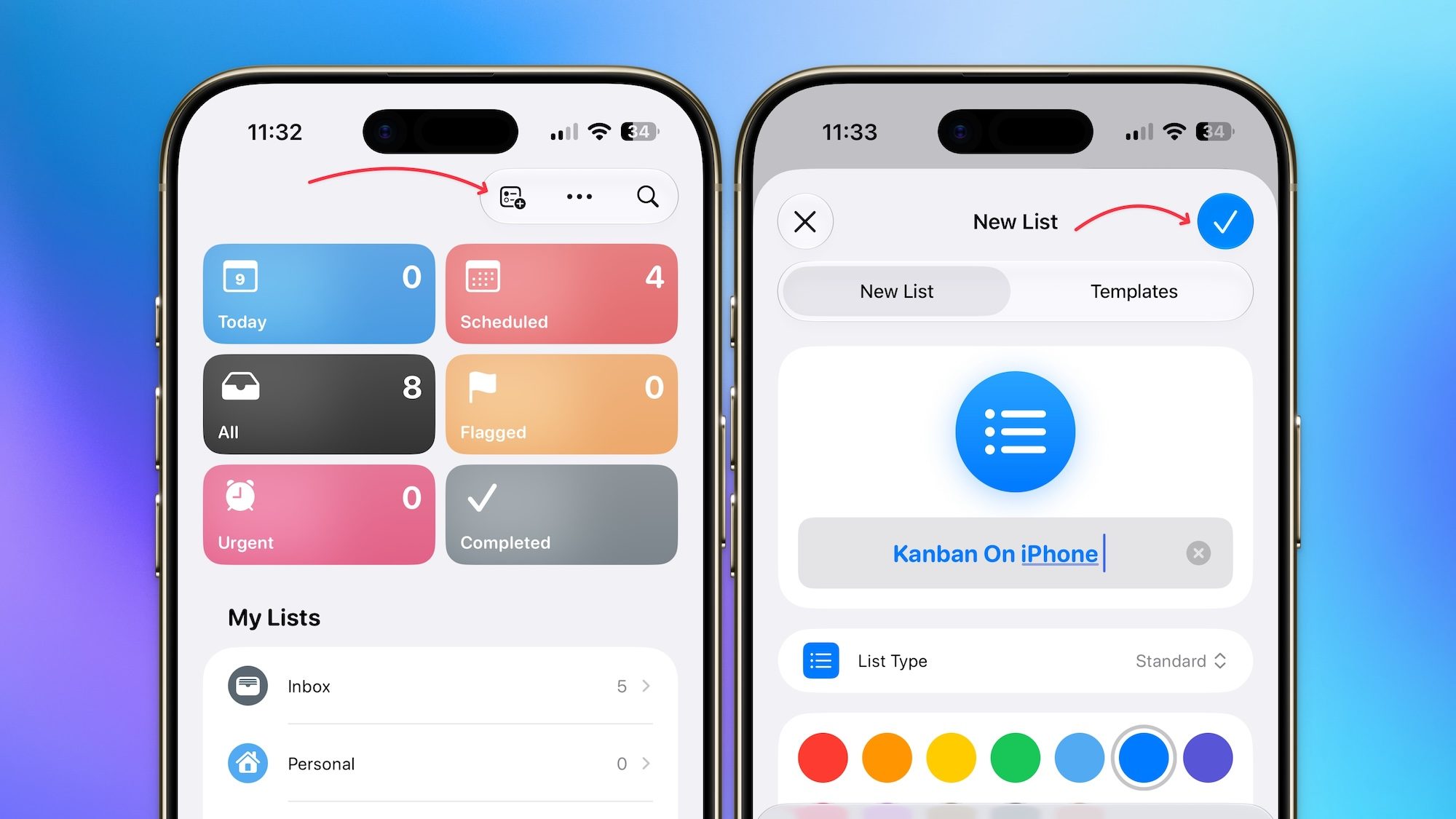 adding a new list on iPhone