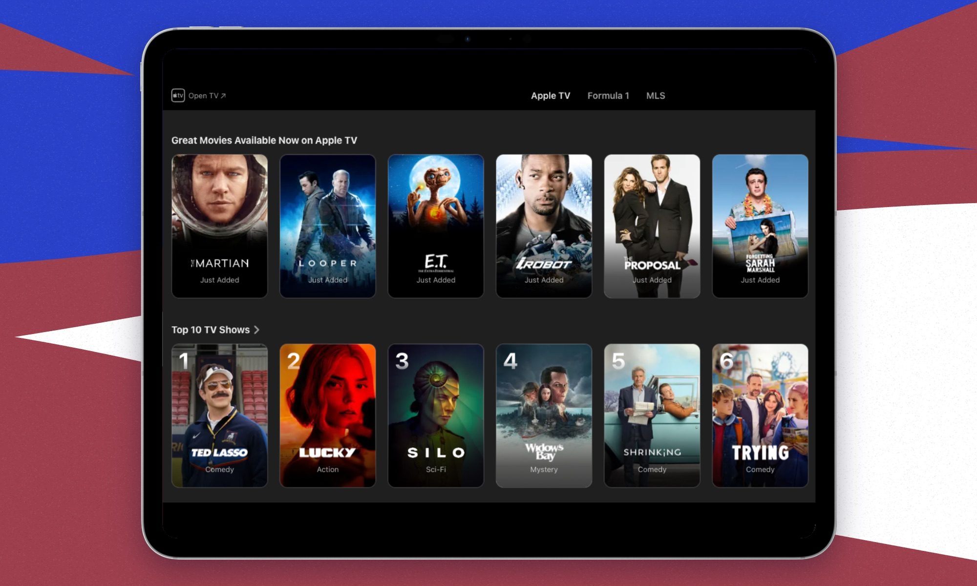 Apple TV on an iPad.