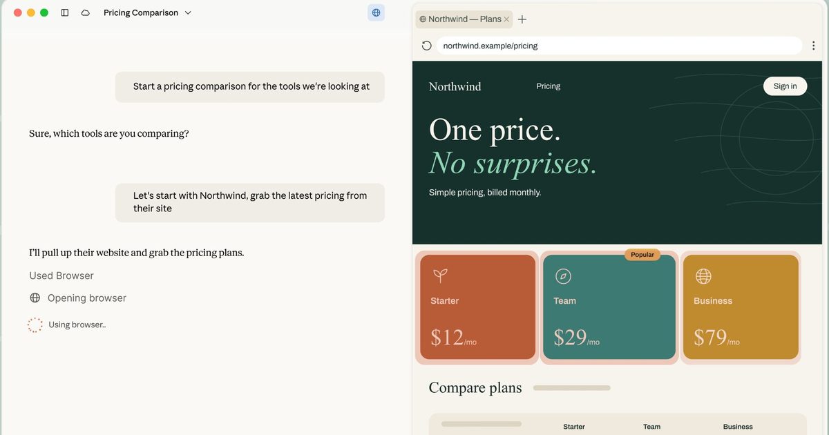 Claude Cowork gets its own browser that doesn’t touch your tabs, bookmarks, or saved passwords