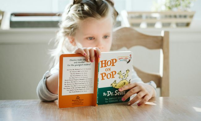 A child reading a book.