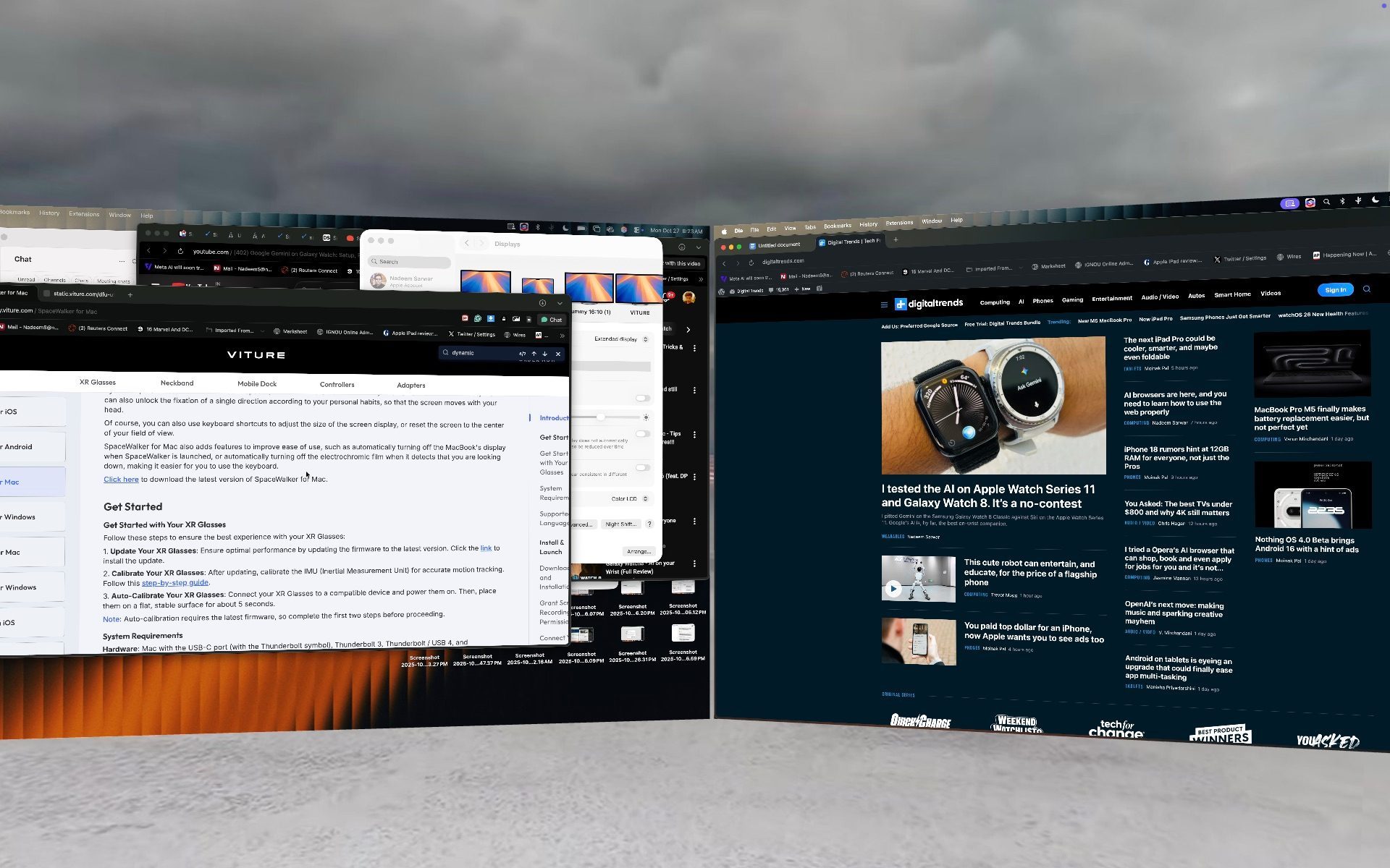 View of spatial windows in the macOS app.