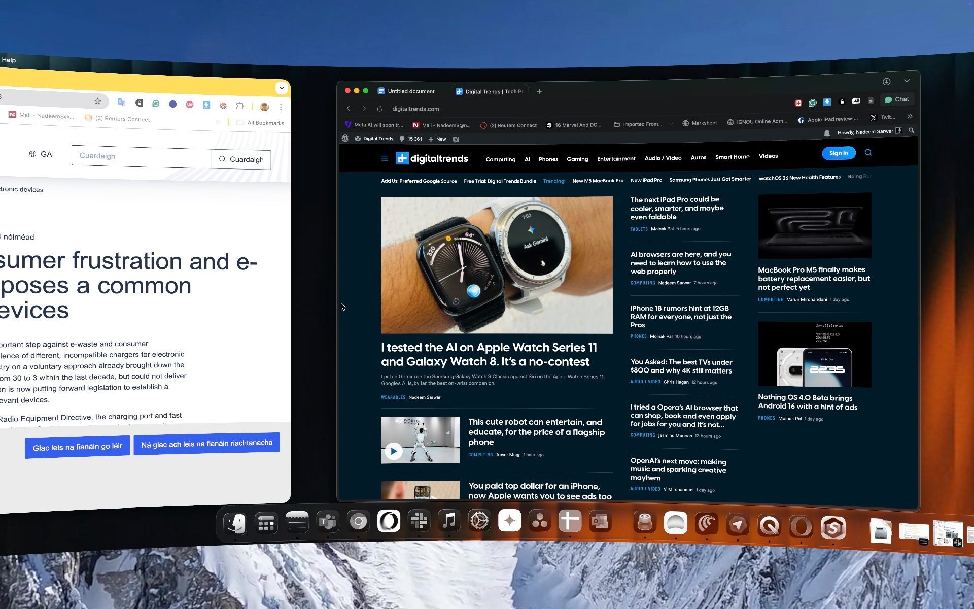 App windows on a curved panorama. 
