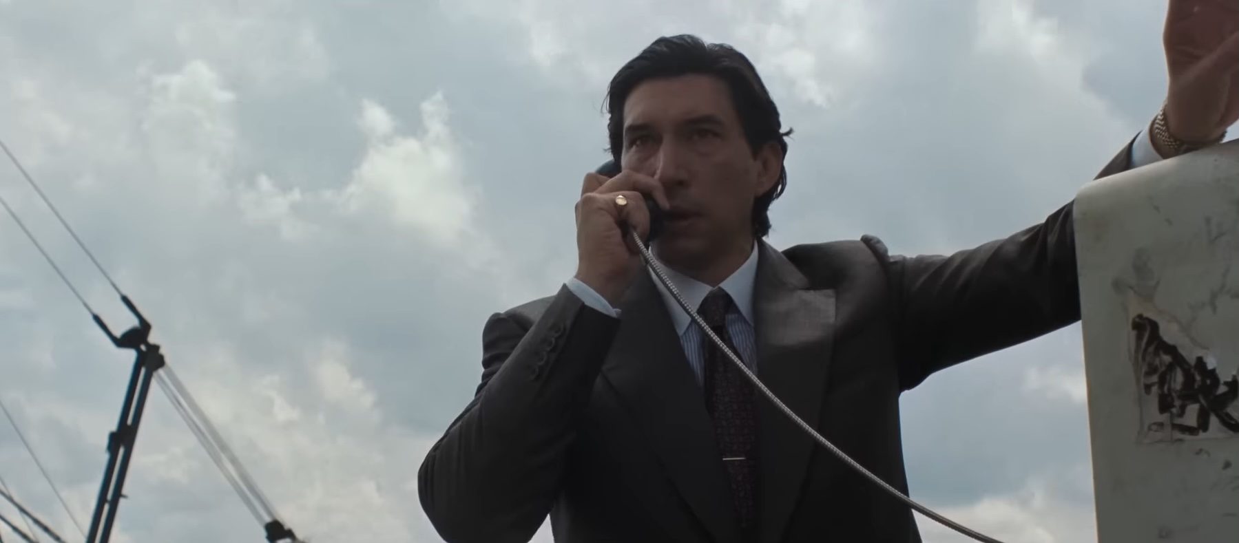 Adam Driver on a phone in the 2026, Paper Tiger.