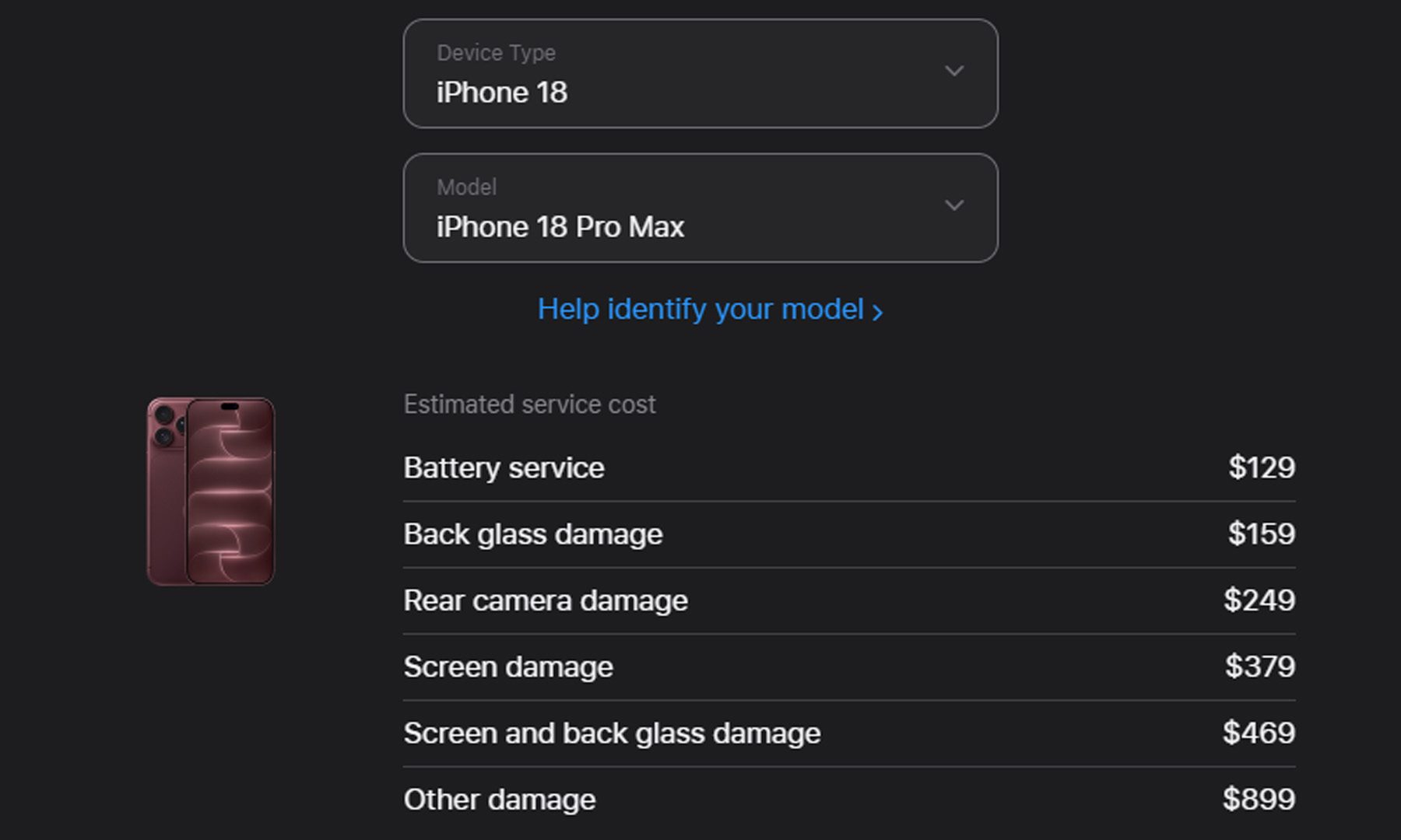 Apple iPhone 18 Pro Battery Replacement Fee