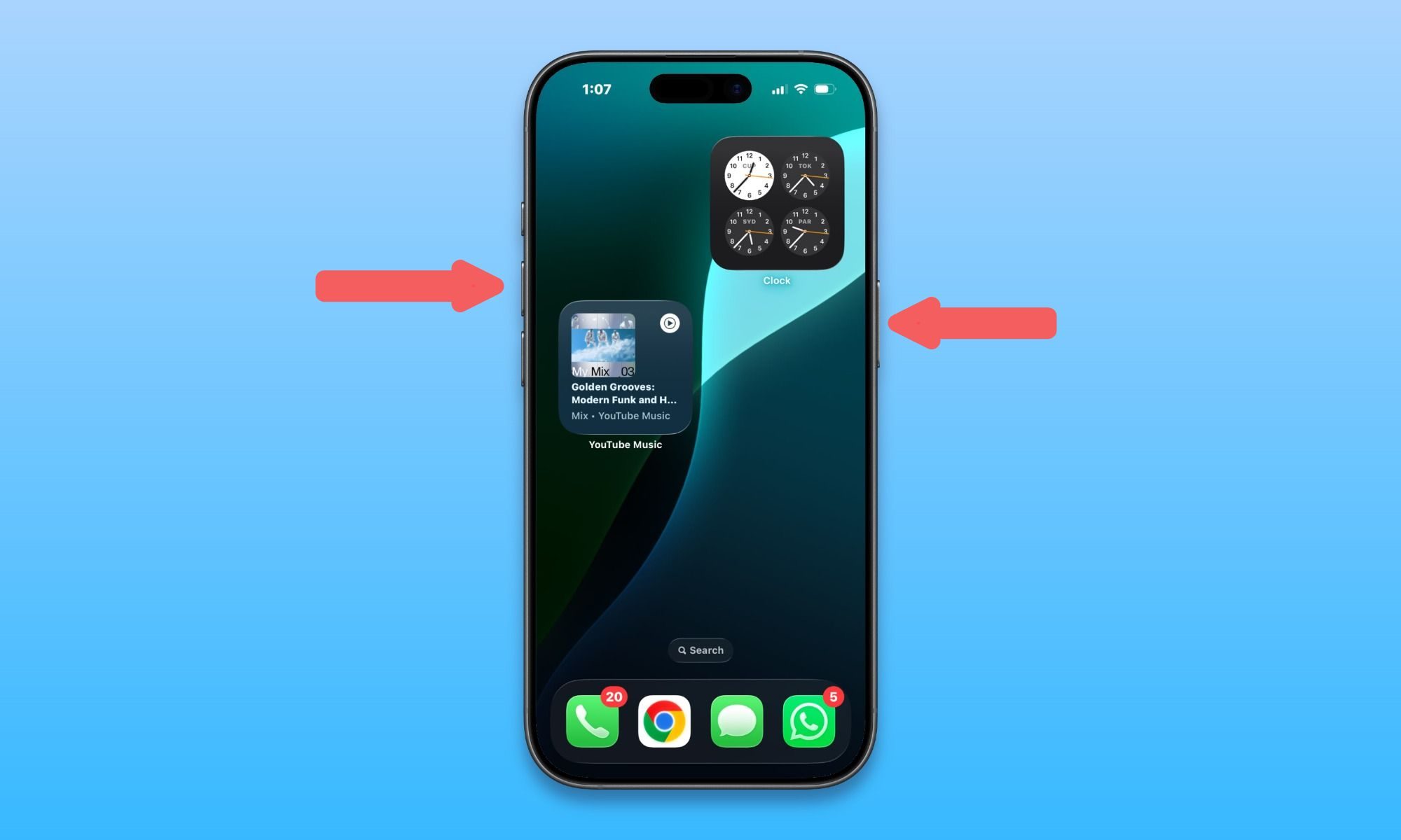 Button sequence to open iPhone power menu