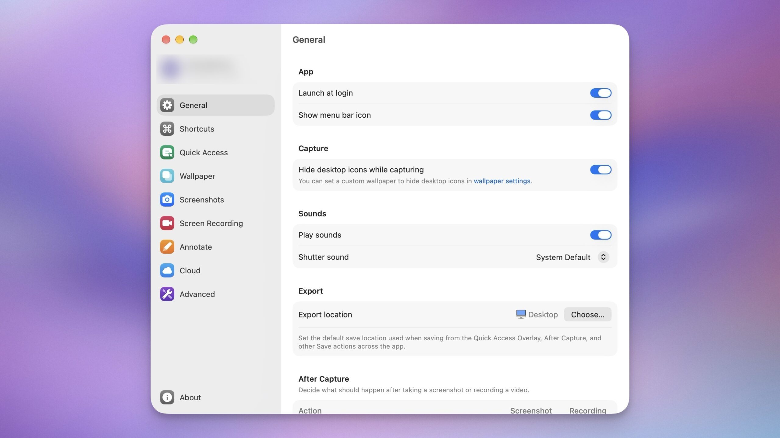 CleanShot X new settings pane