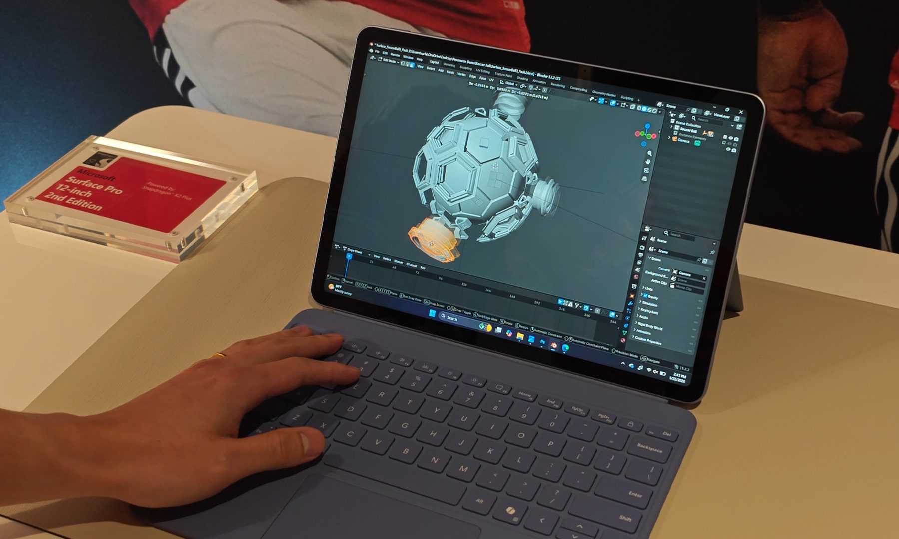 Generating a Football inside Blender on the Microsoft Surface Pro