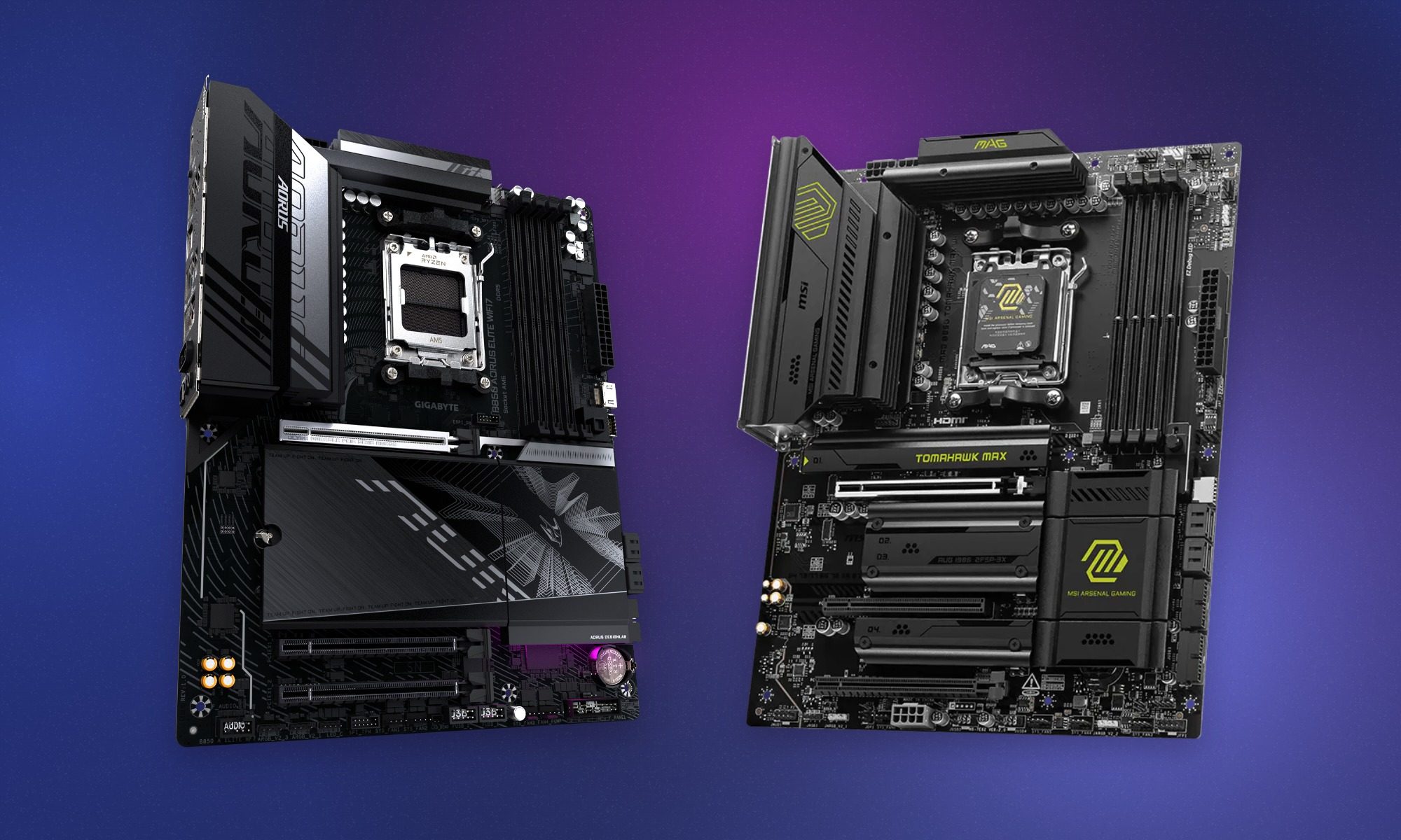 Gigabyte B850 AORUS ELITE WIFI7 and MSI MAG B850 TOMAHAWK MAX WIFI motherboards