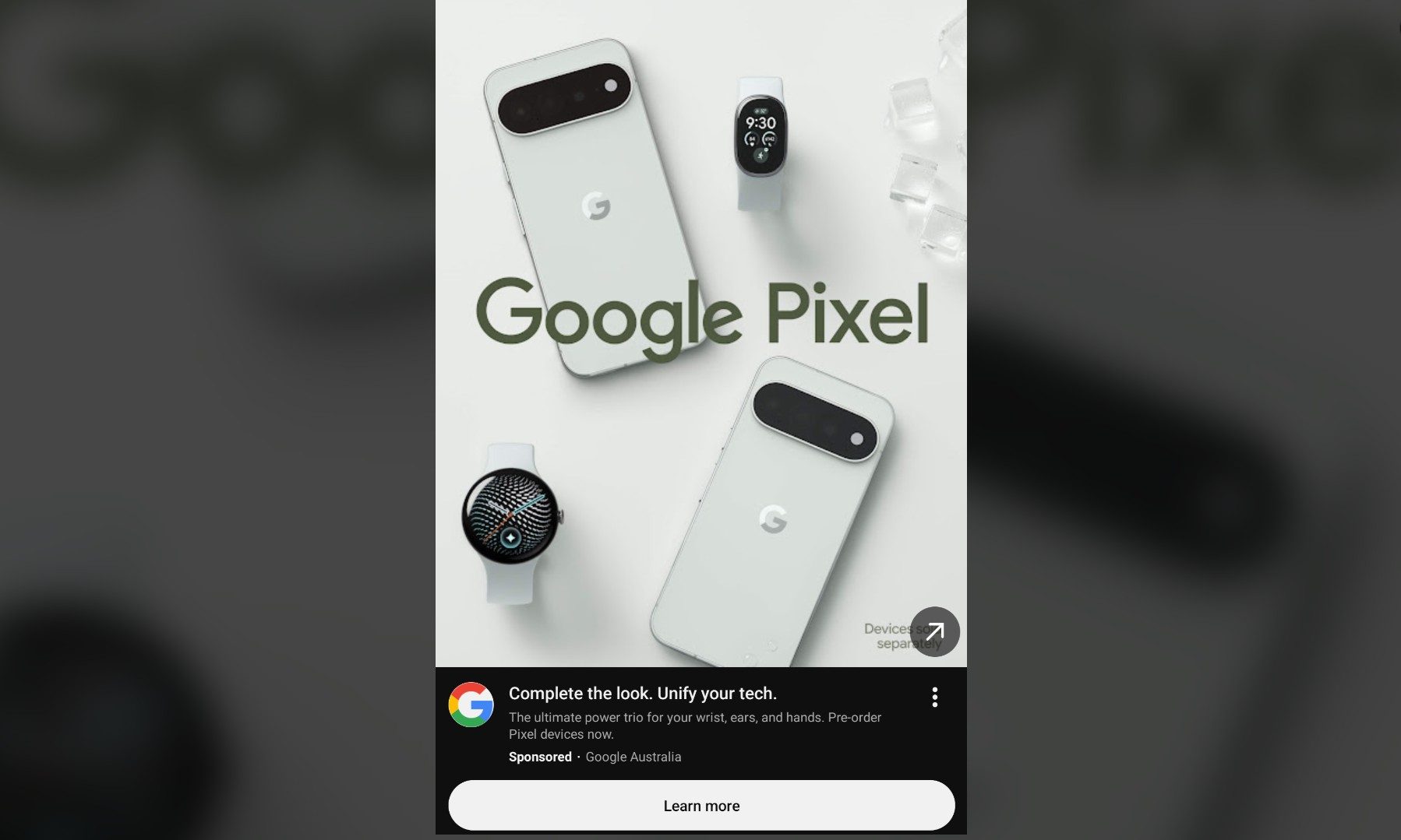 Google fitness tracker in ad