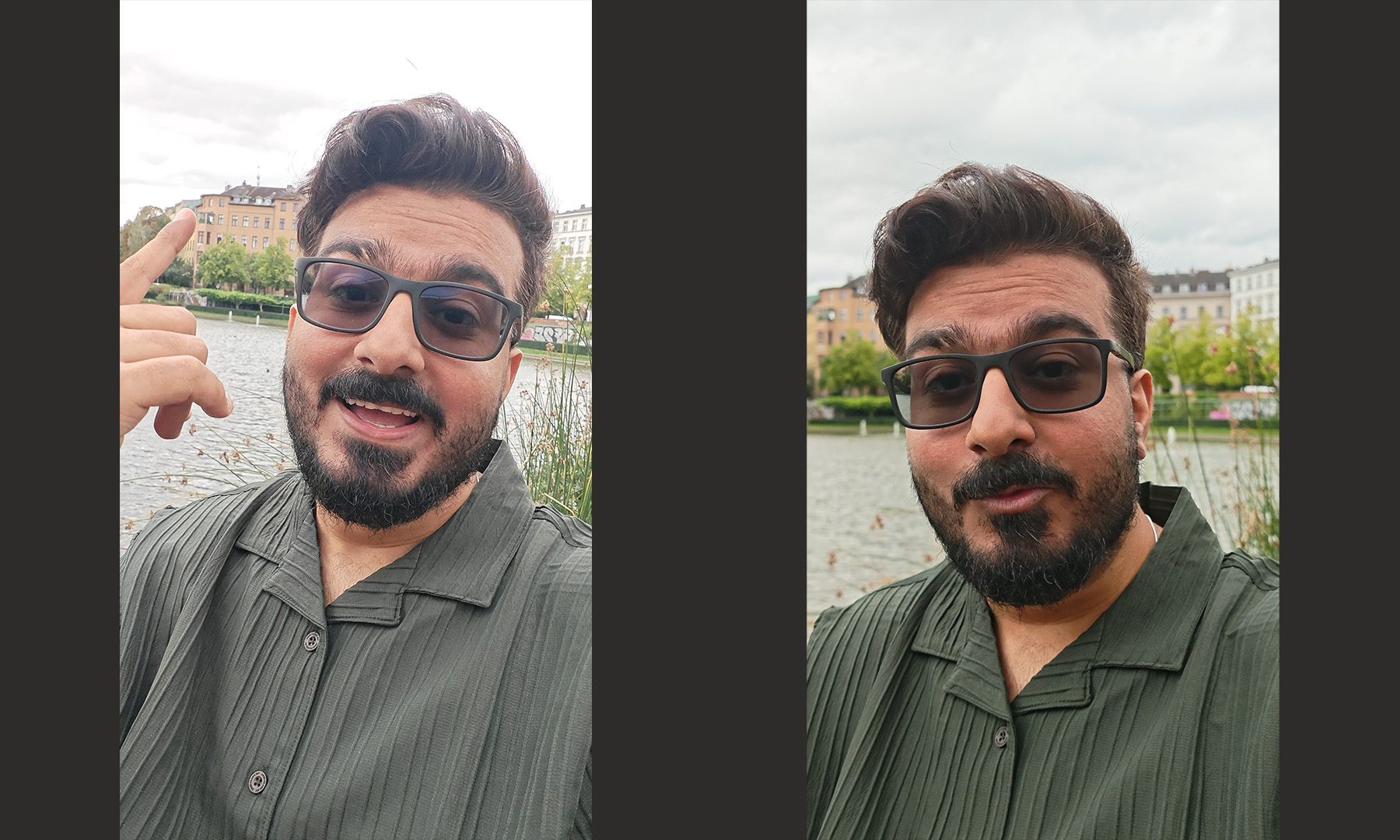 HONOR Robot Phone Front Selfie Camera Sample (left) and Gimbal Camera Sample (right)