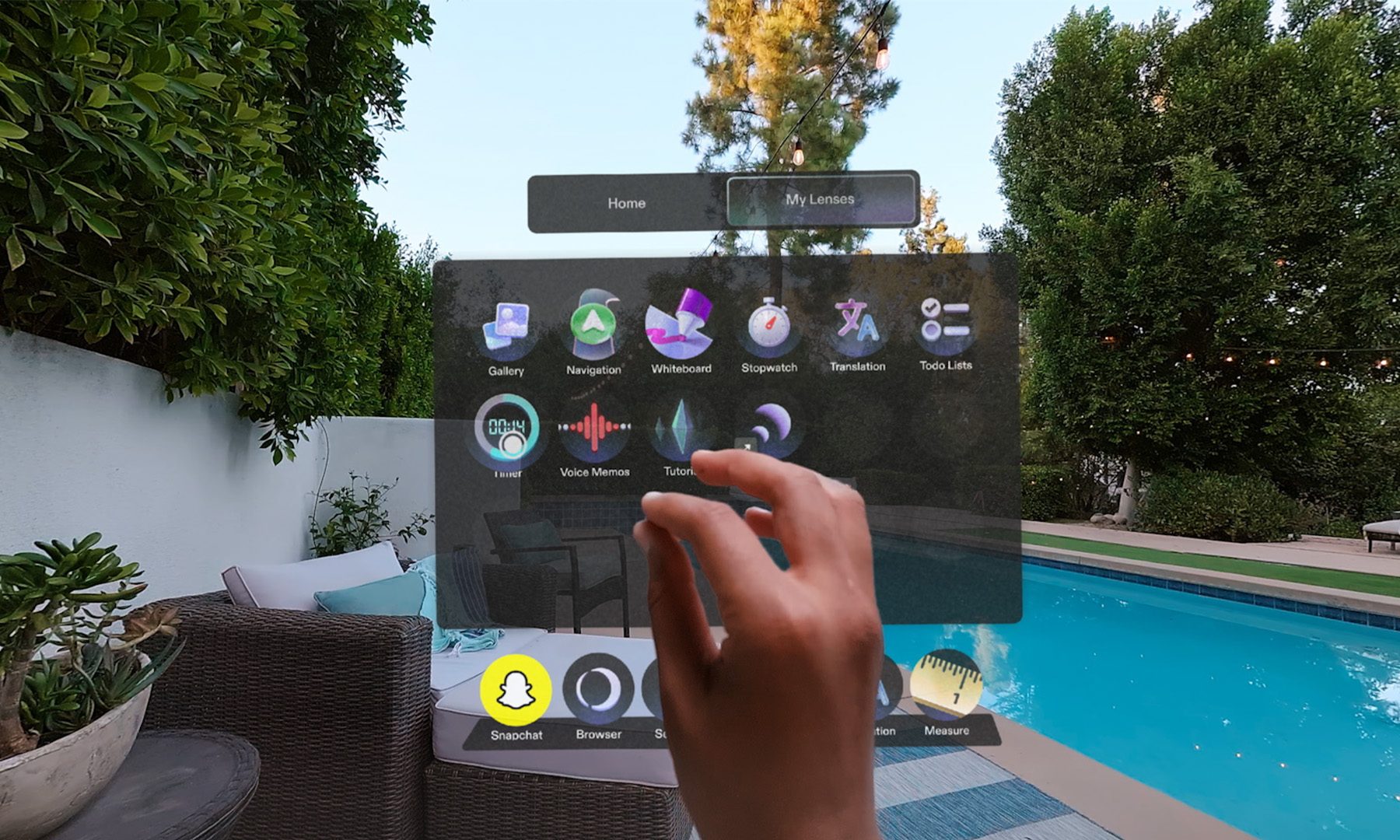 Home Menu on the Snap SPECS