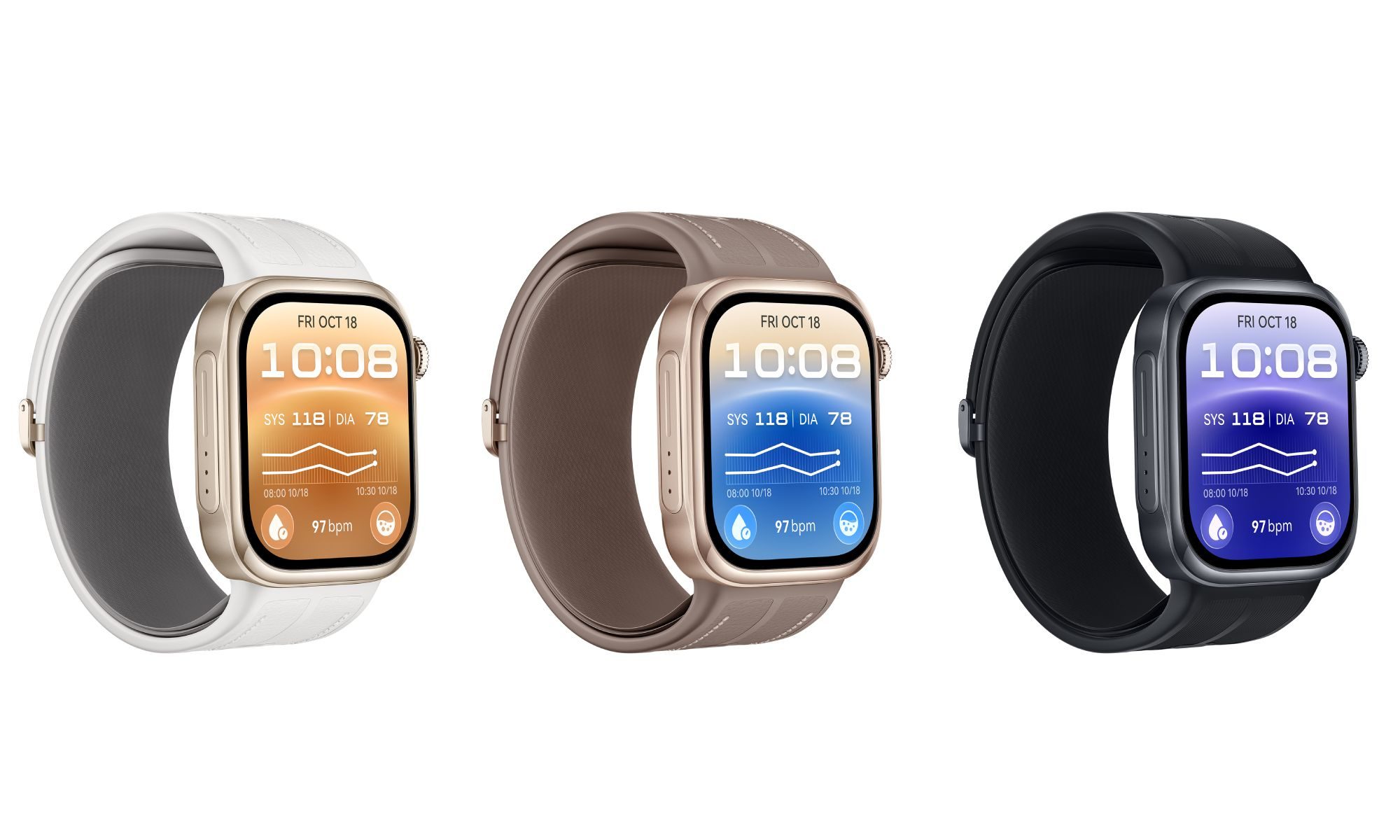 Huawei Watch D3 in all colorways on white background