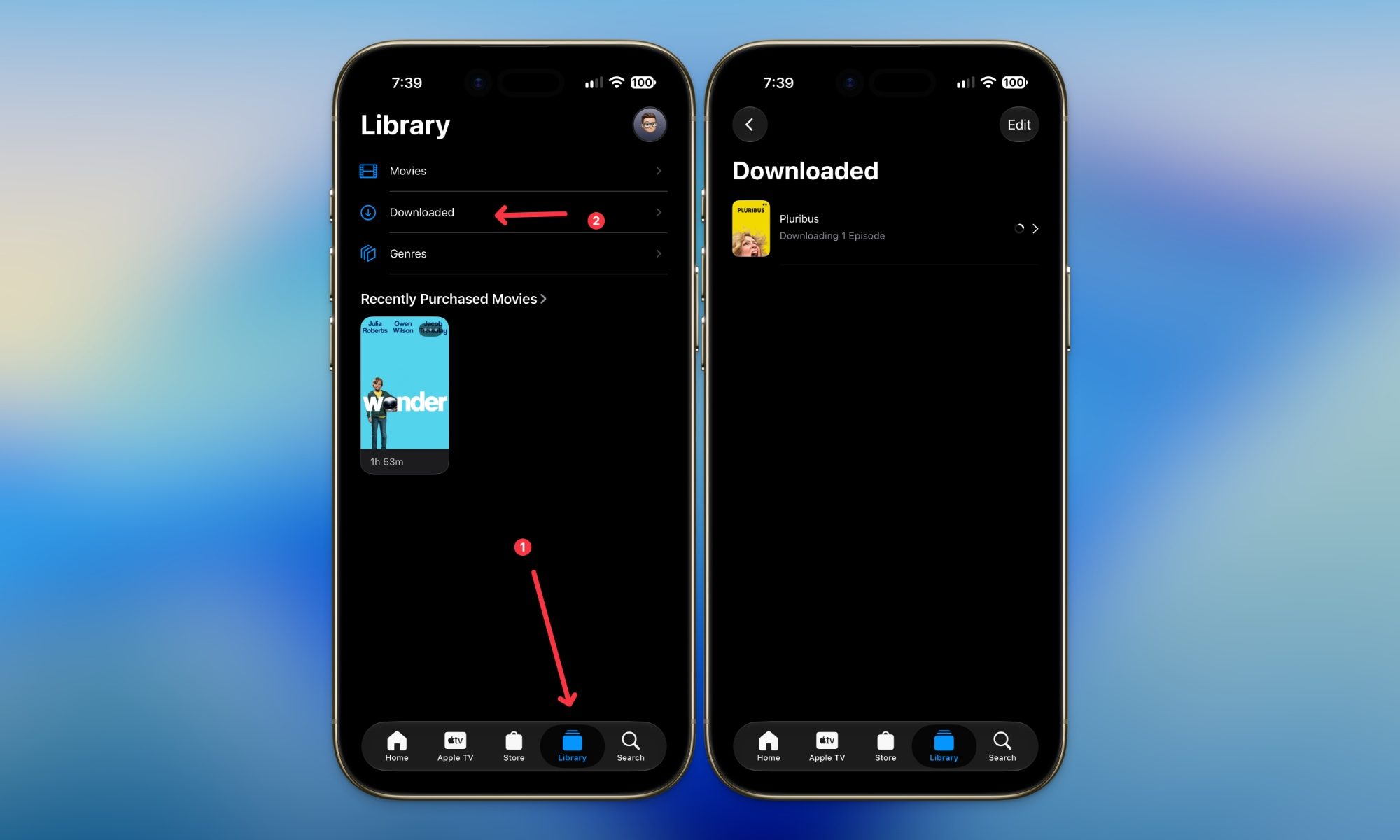 Opening downloaded media on Apple TV on iPhone