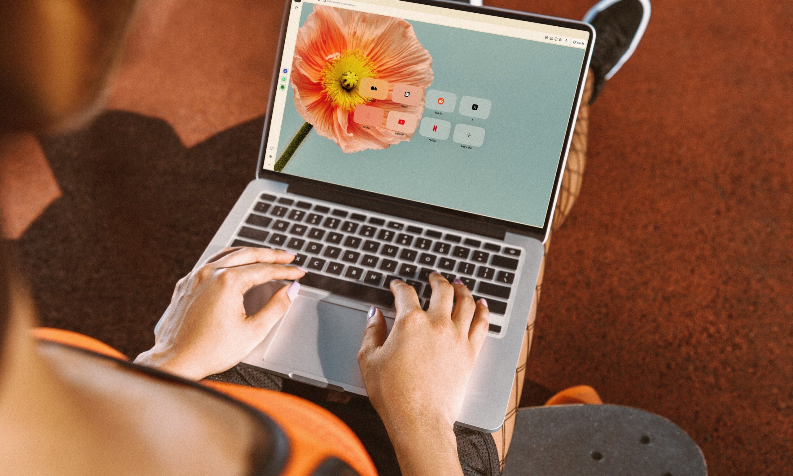 Opera browser on laptop