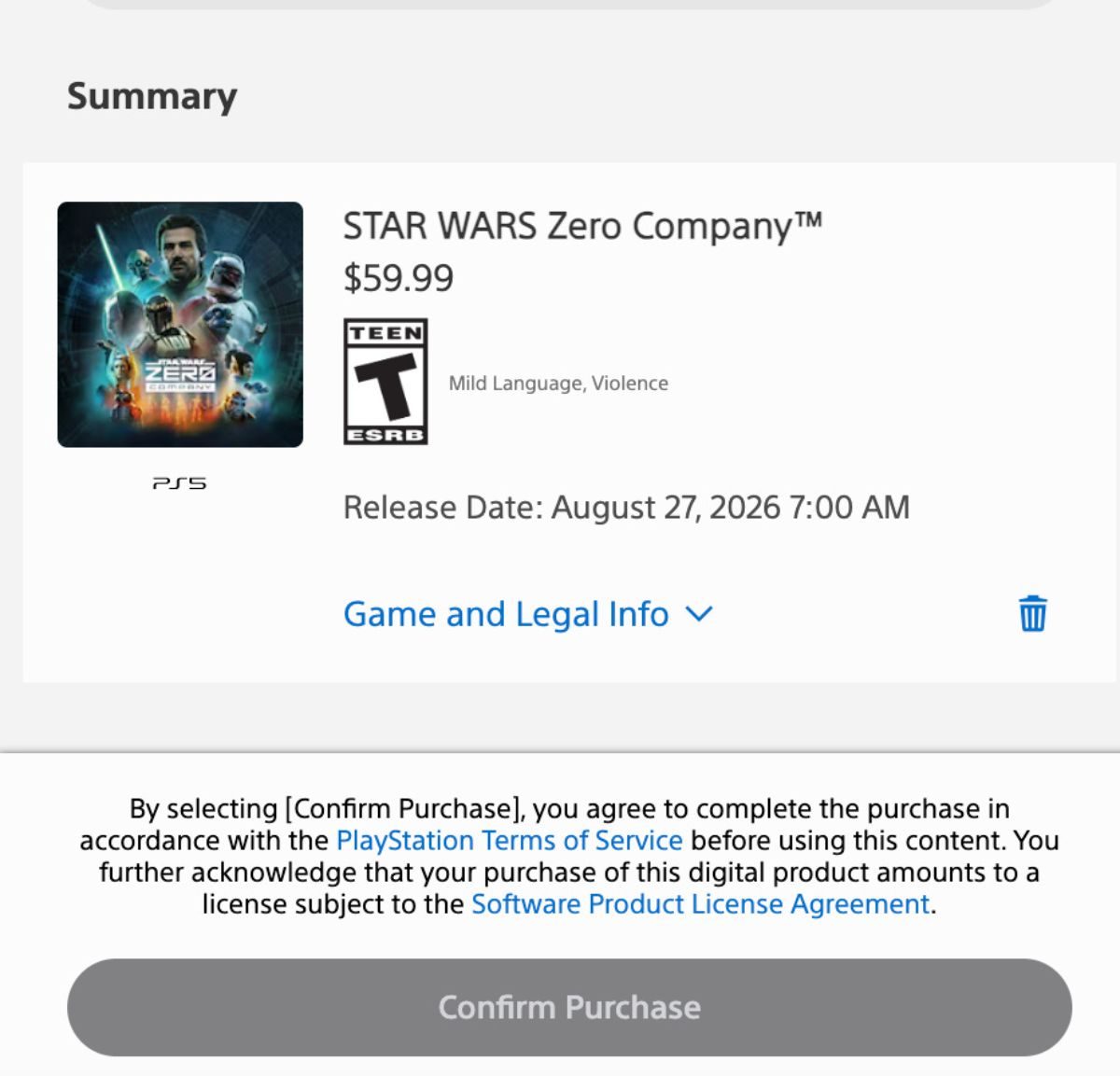 PlayStation Store checkout screenshot