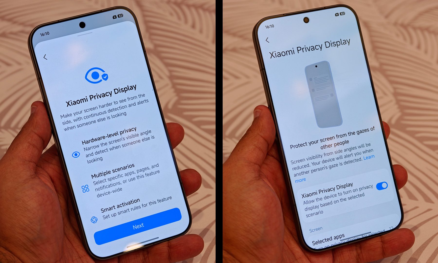 Xiaomi 18 Pro Max privacy display settings and features