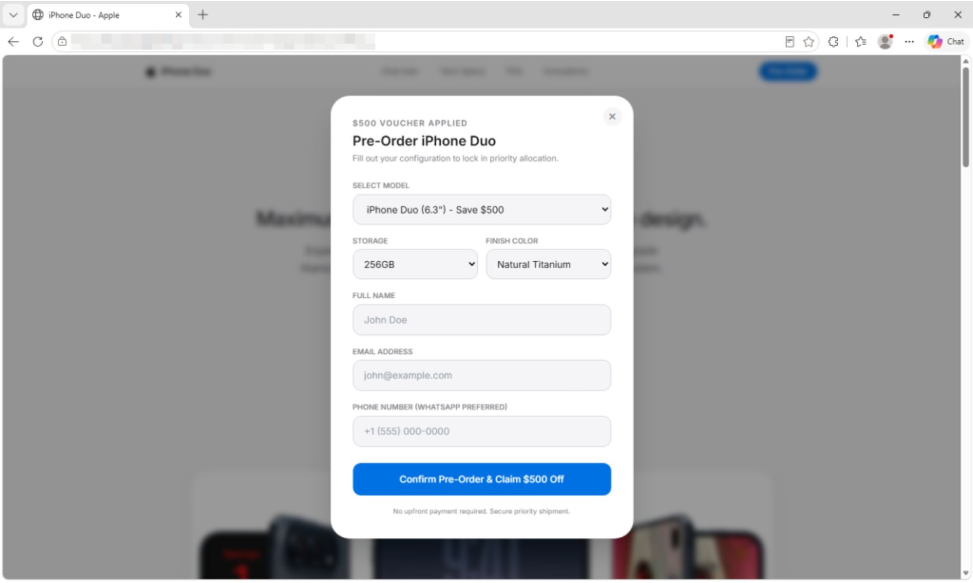 iPhone Duo pre-order scam