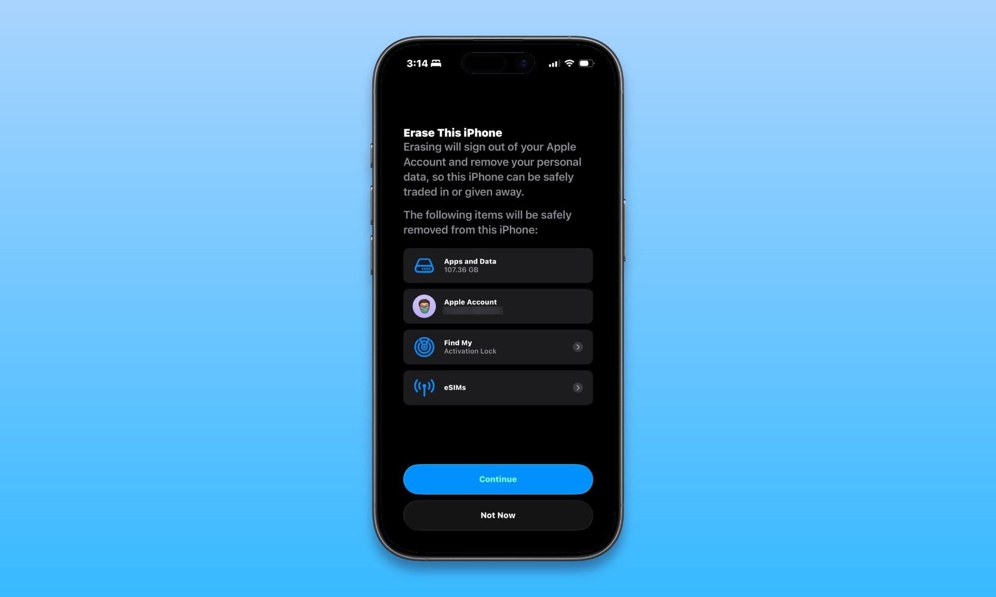 iPhone mockup showing Erase This iPhone screen