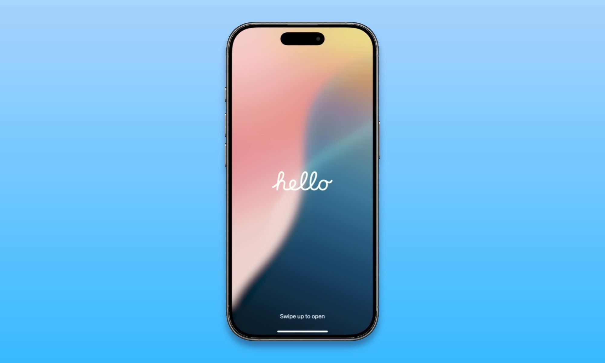 iPhone mockup showing hello screen