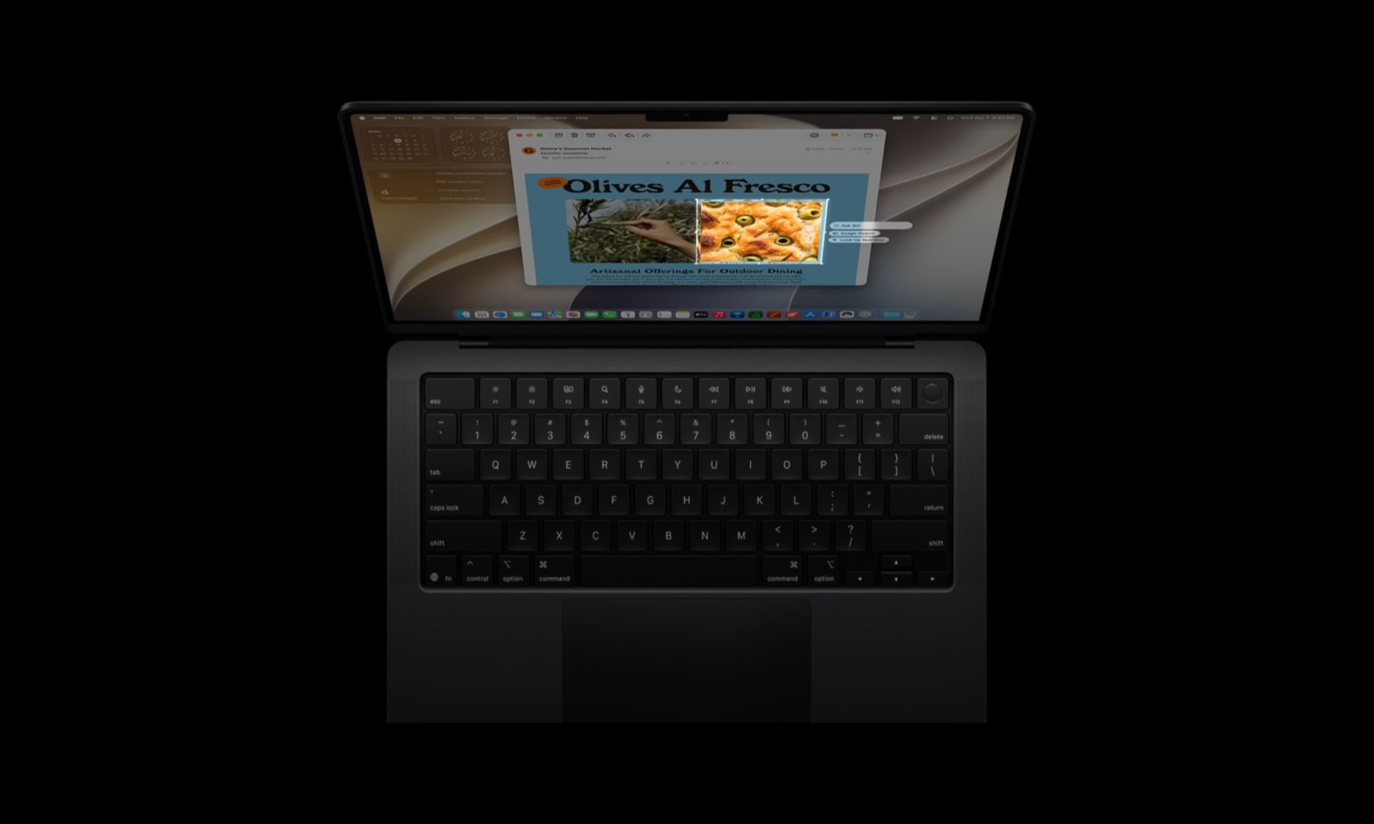 macOS 27 on a Mac on black background