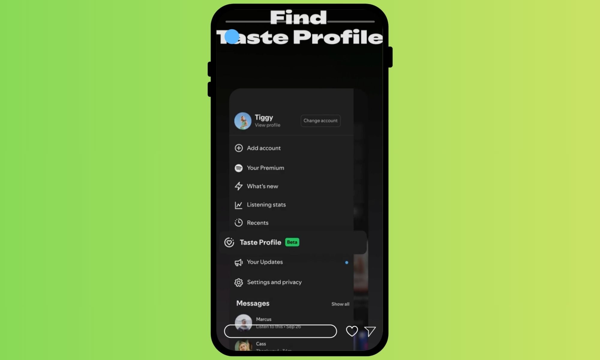 Taste profile on Spotify
