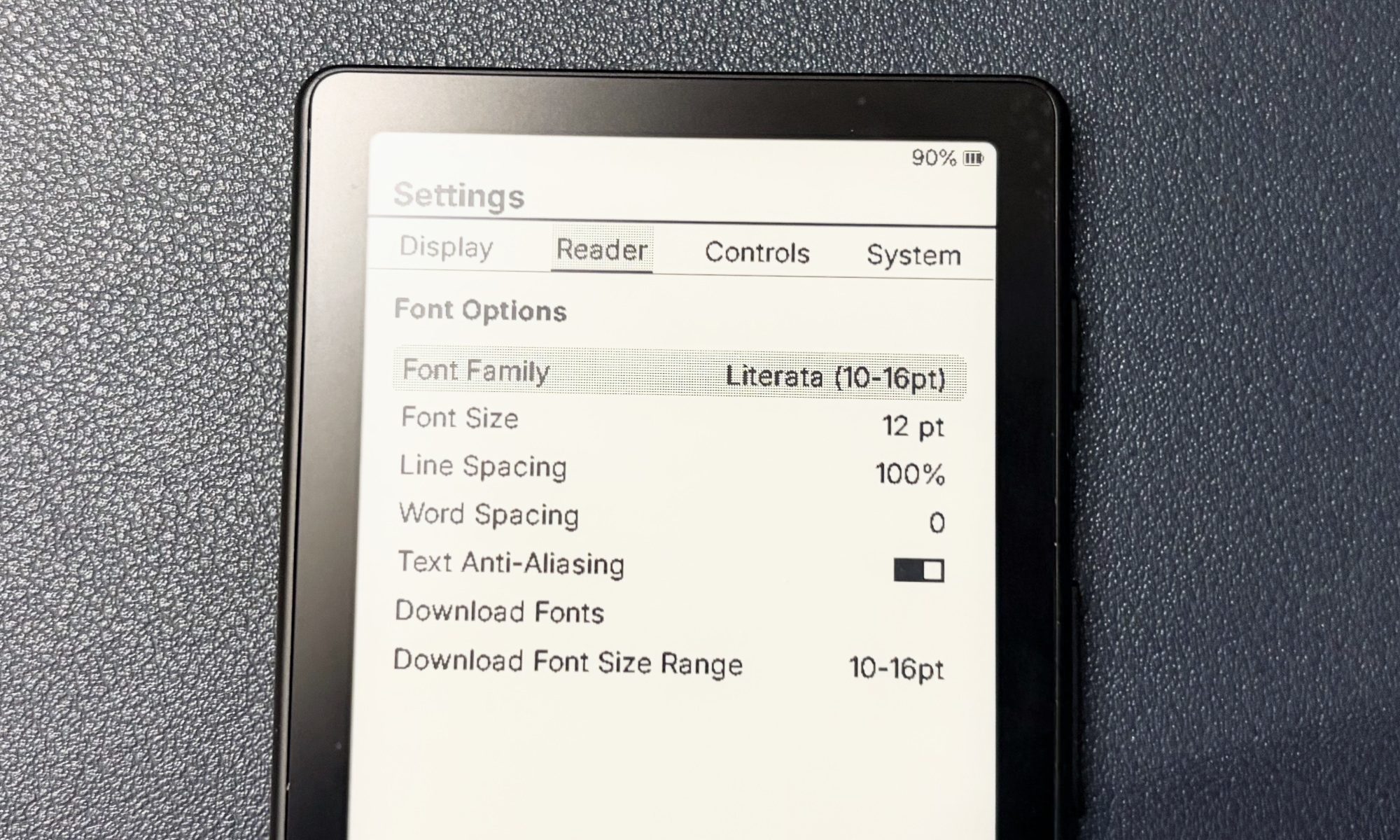CrossInk font size options