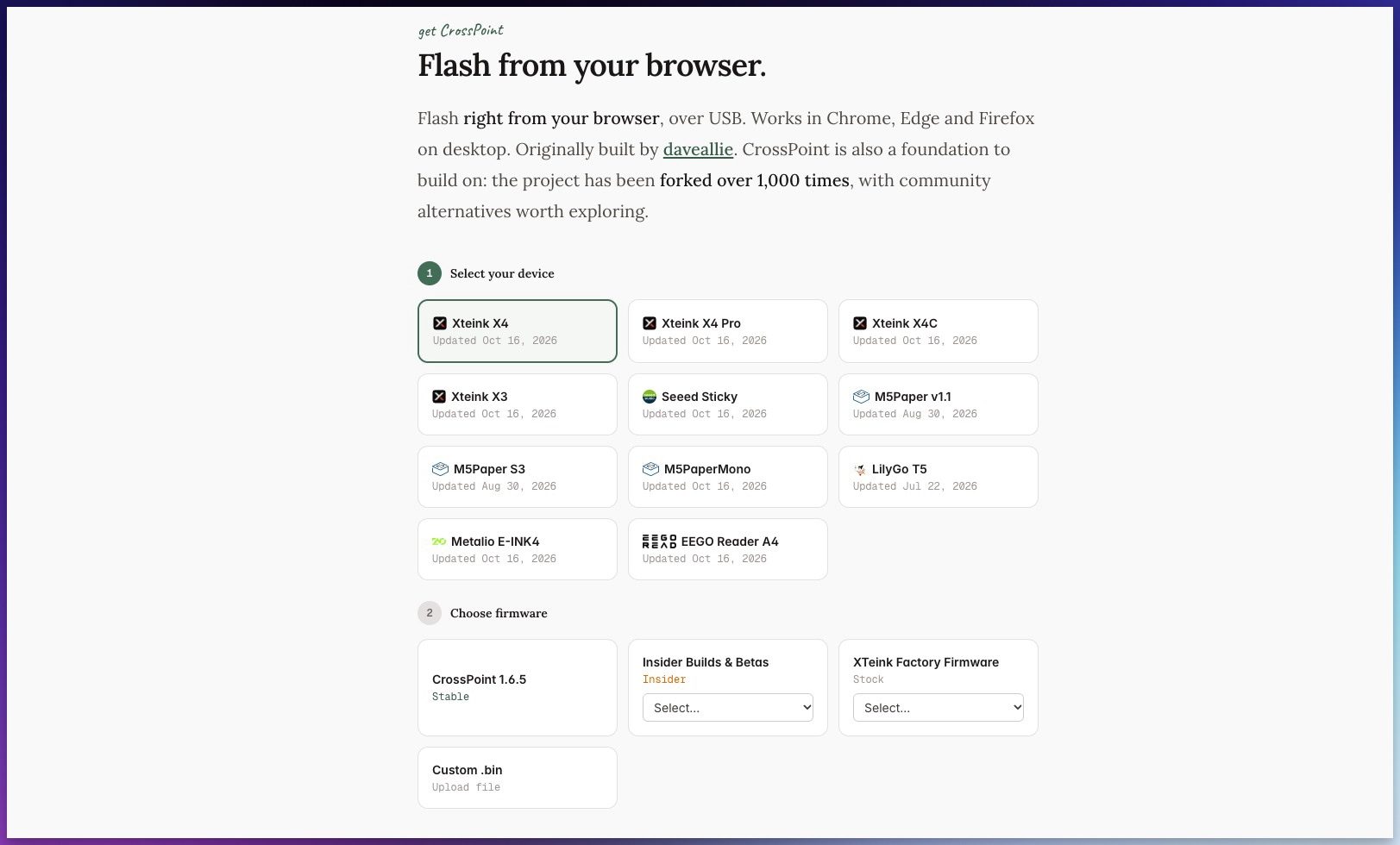 Flashing CrossPoint on Xteink