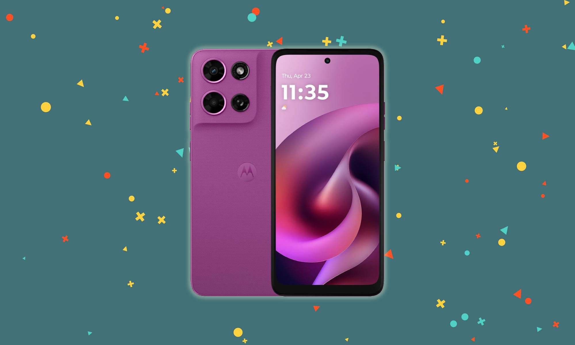 Moto G 2026 on confetti background